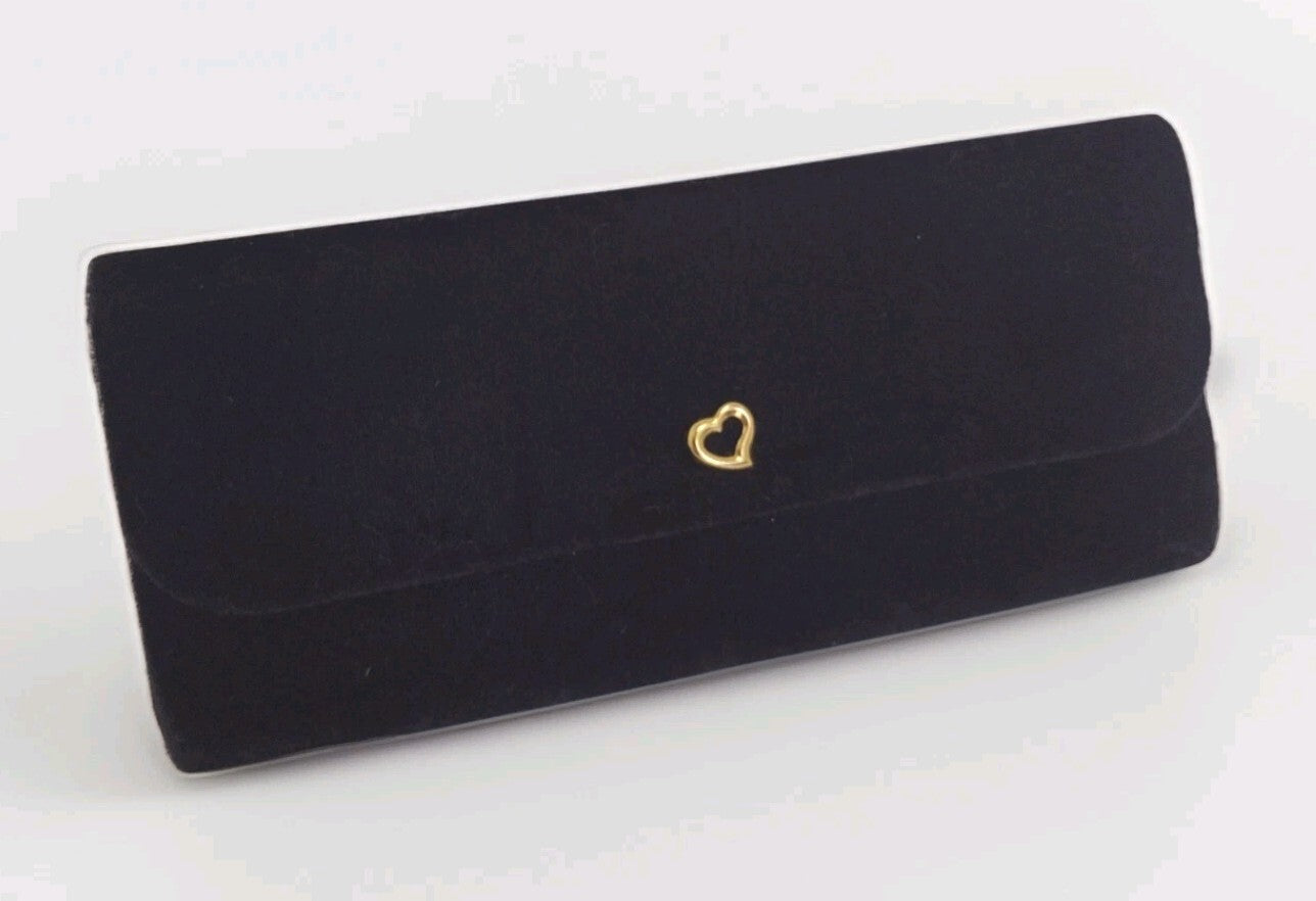 Vintage Victoria's Secret Black Velvet Clutch Gold Heart Evening Party Purse New