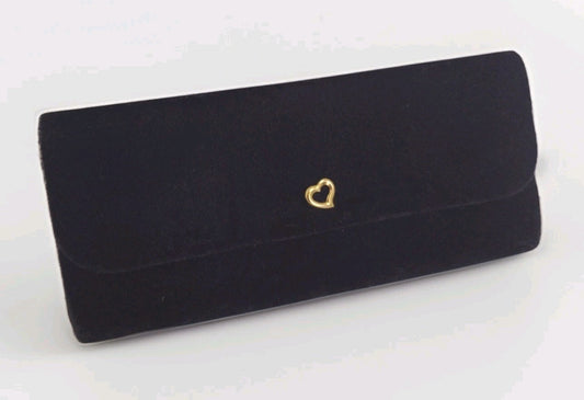 Vintage Victoria's Secret Black Velvet Clutch Gold Heart Evening Party Purse New