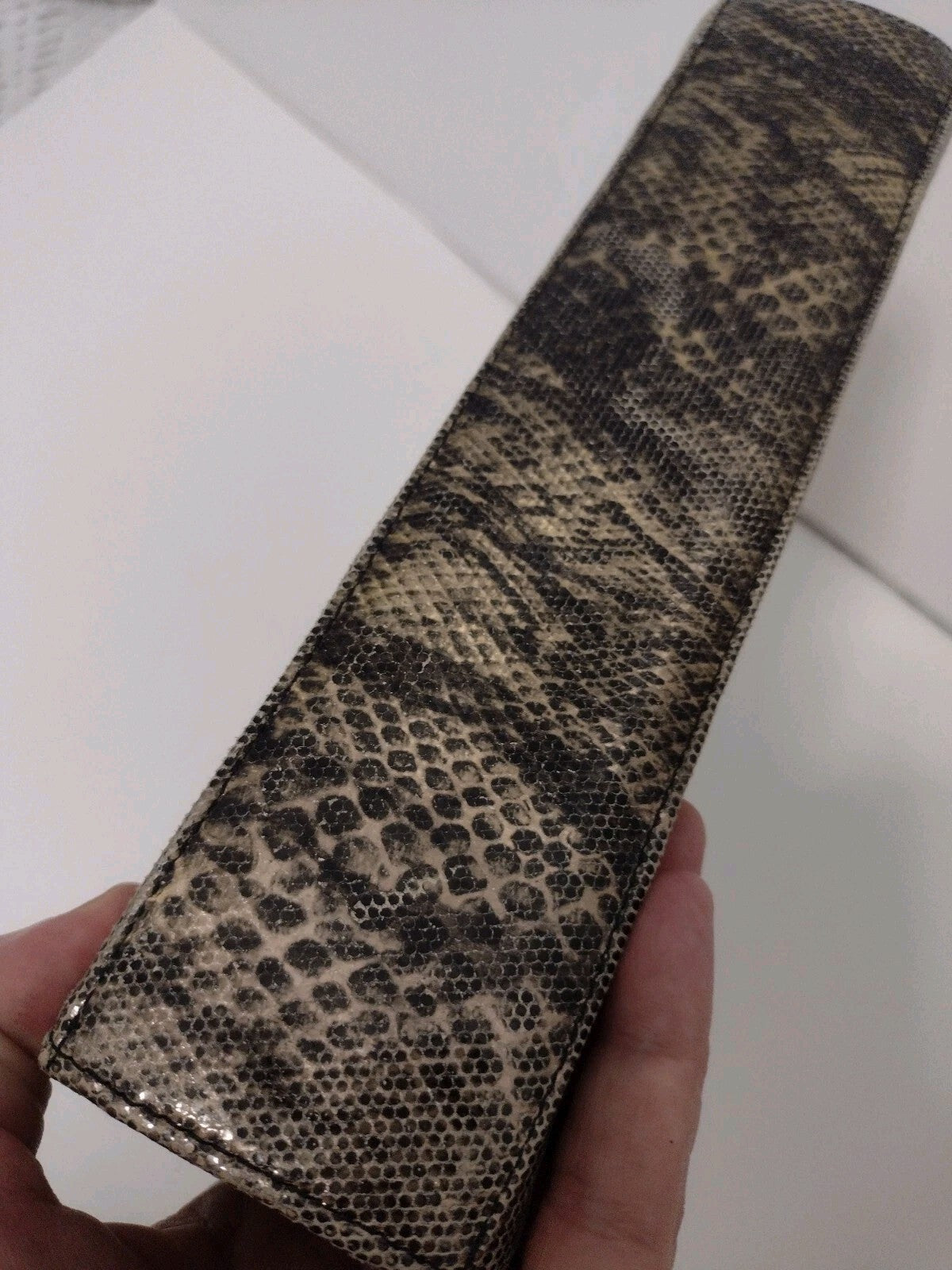 Vintage Timothy Hitsman Spain Metallic Snakeskin Envelope Clutch Chain Purse Bag