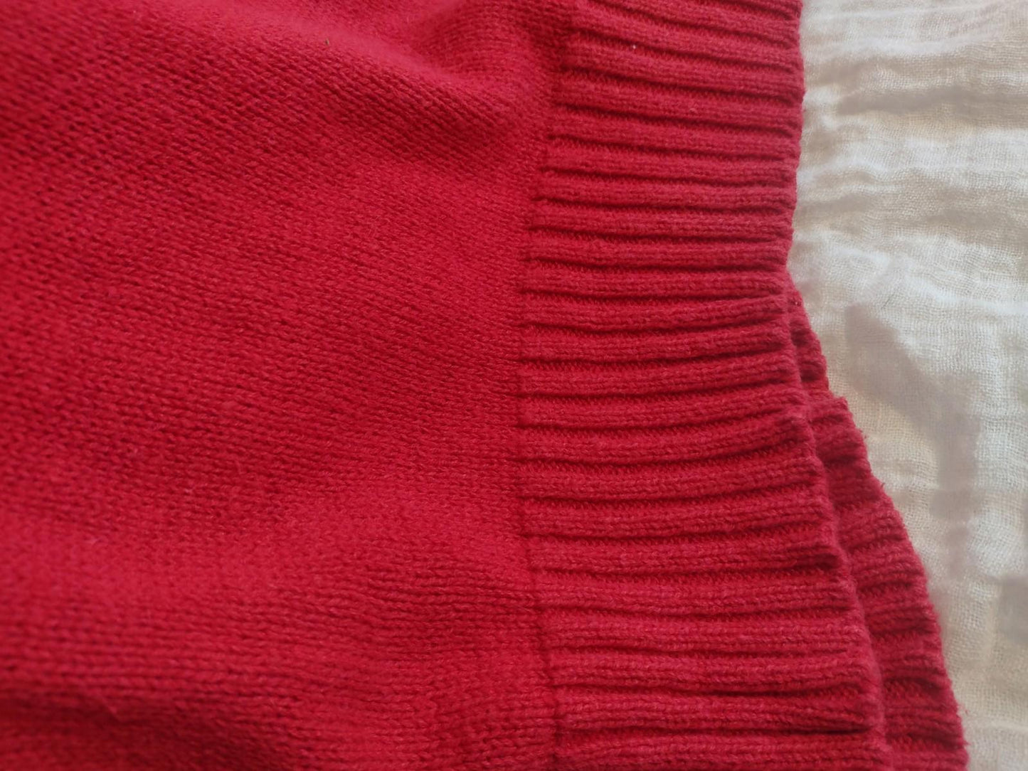 Rare 80s Vintage Venezia Red Nordic Ramie Cotton Sweater OSFA Hong Kong 80s