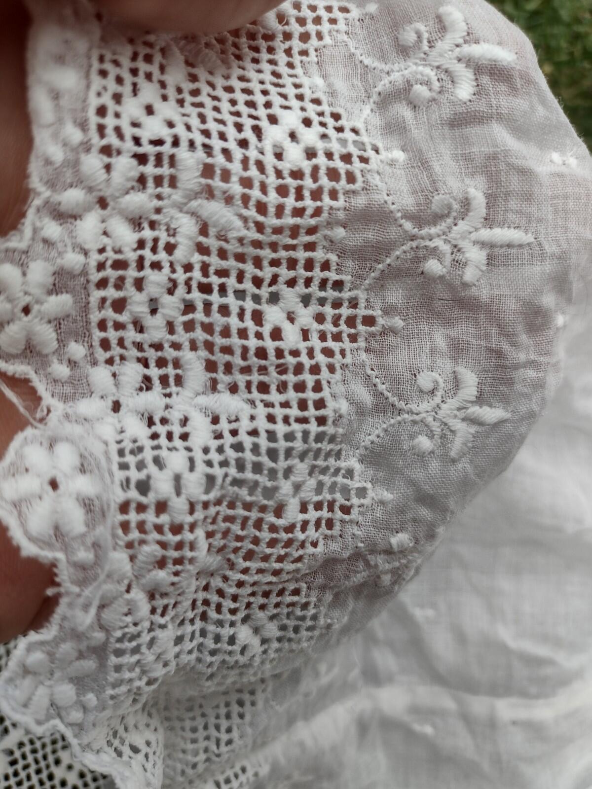 Set Of 2 Antique Estate Handmade Girls Dresses Edwardian Cotton & Taffeta Lace