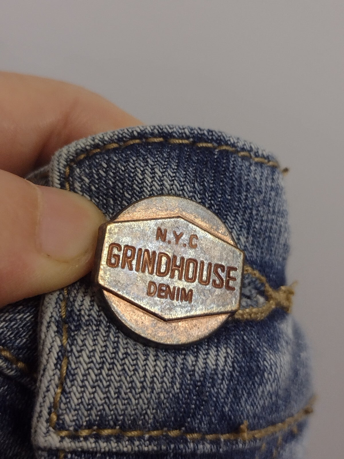 Grindhouse Denim NYC Distressed Jeans 38 Moto Zip Ankle Stretch Streetwear