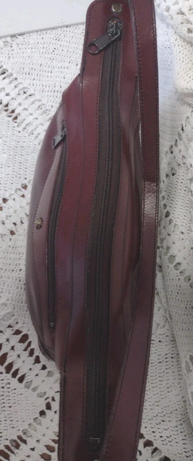 Vintage 70s John Romaine Oxblood Leather Shoulder Bag Crest Logo Brass Feet 12x8