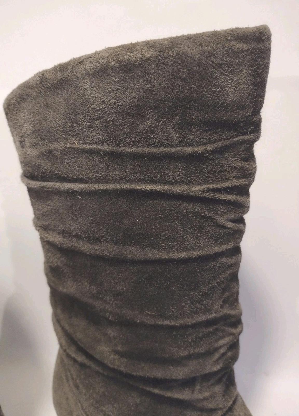 Vintage 90s Fanfares “Estell” Slouch Suede Boots Dark Gray Size 8.5 Soft & Rare