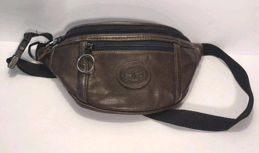 Tandem Bags Aspen Woods Leather Fanny Pack Brown Multi Pocket Waist Bag 38"