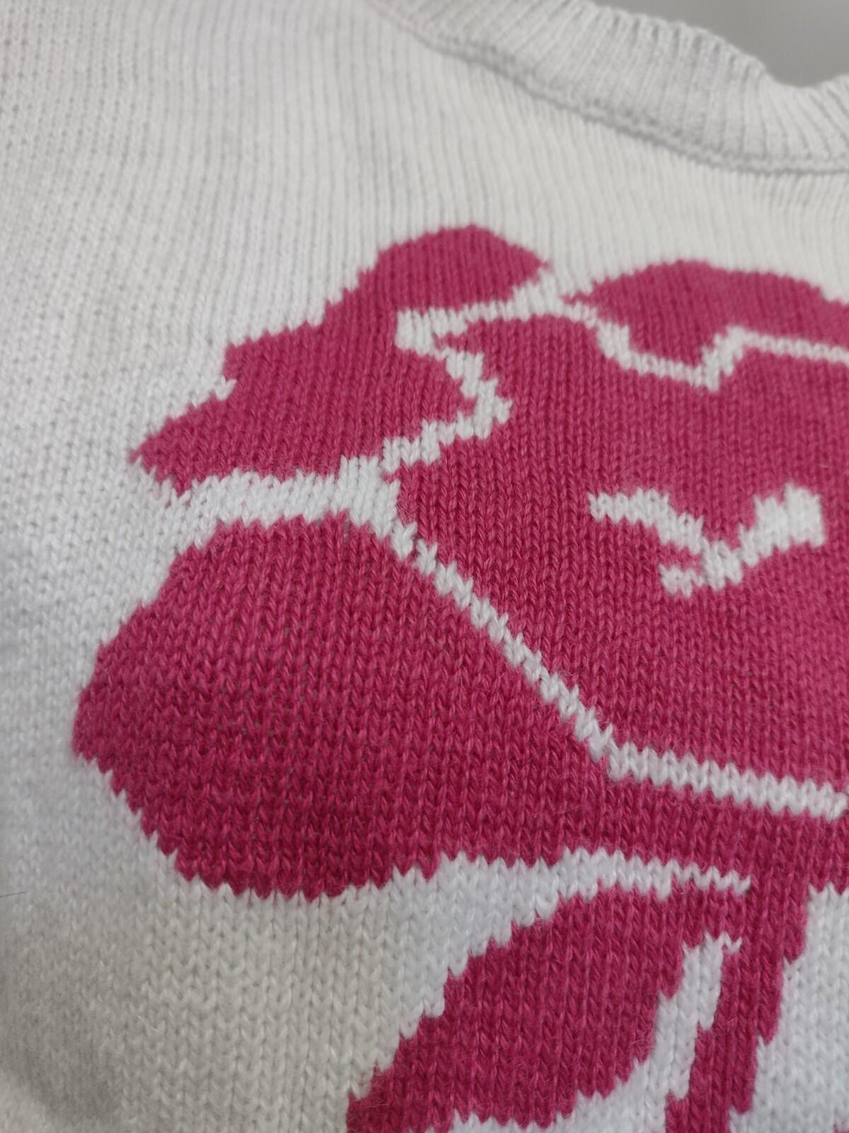 Vintage 80s David Brett Rose Intarsia Sweater Ramie Cotton Korea Short Sleeve M