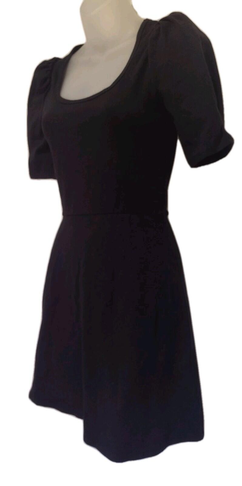 Reformation Elisha Puff Sleeve Stretch Cotton Mini Skater Dress Black Size XS