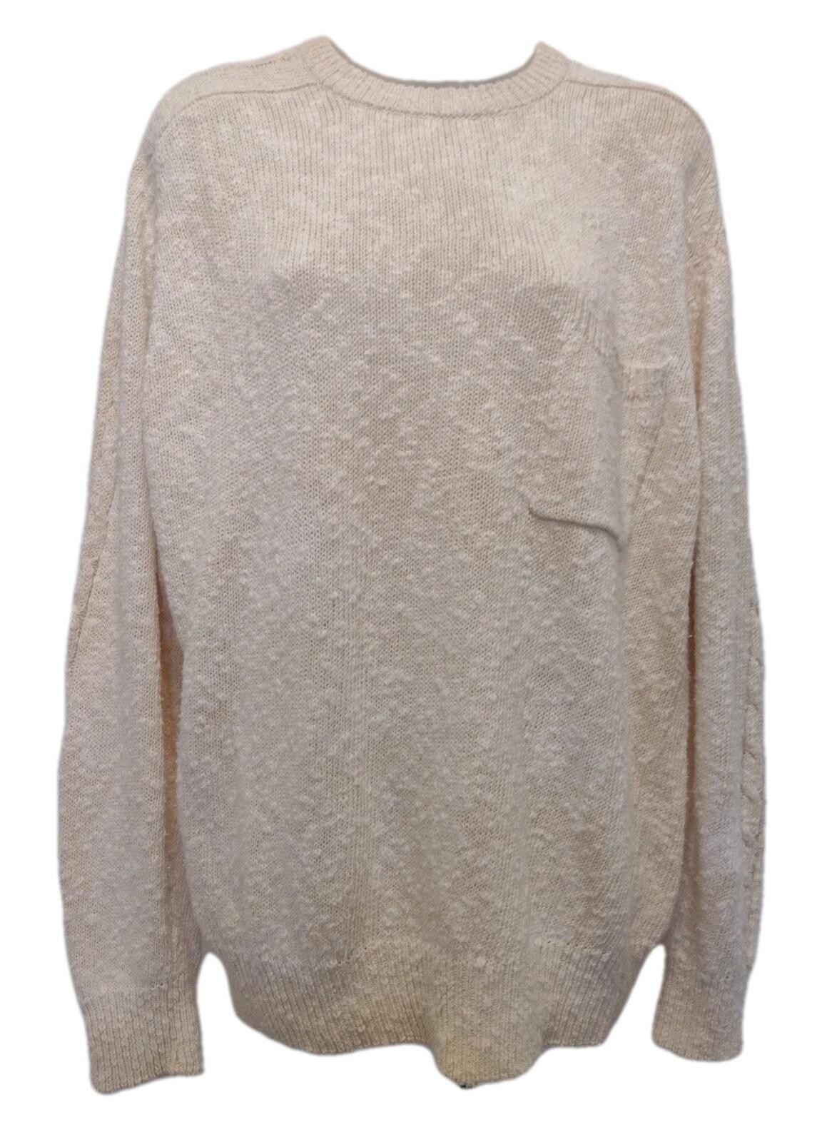 Vintage Allen Solly Linen Cotton Textured Knit Sweater Cream M Hong Kong