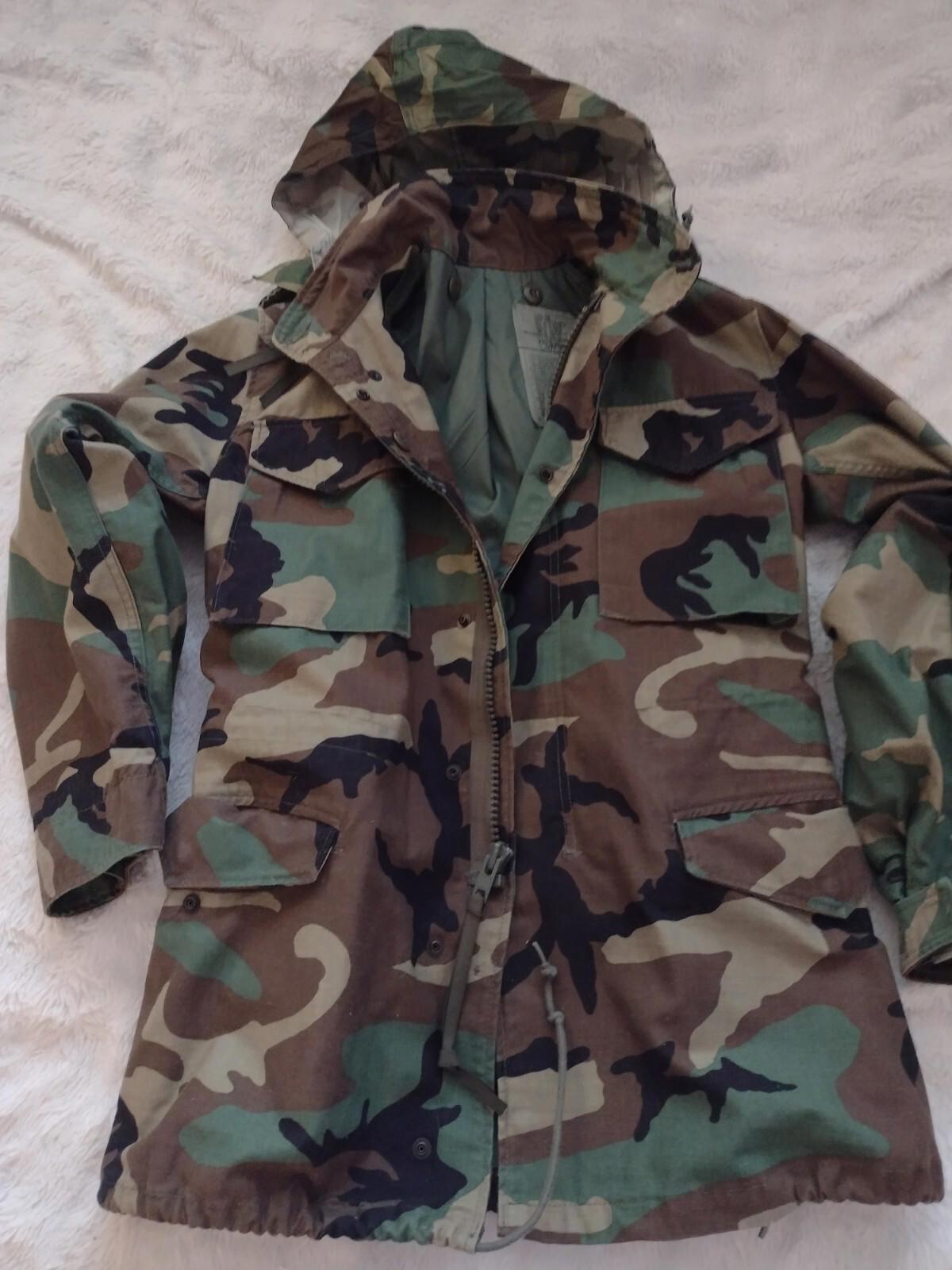 1989 US Military Cold Weather Coat XS-Long Camo YKK Zip Hood McQuinn Label