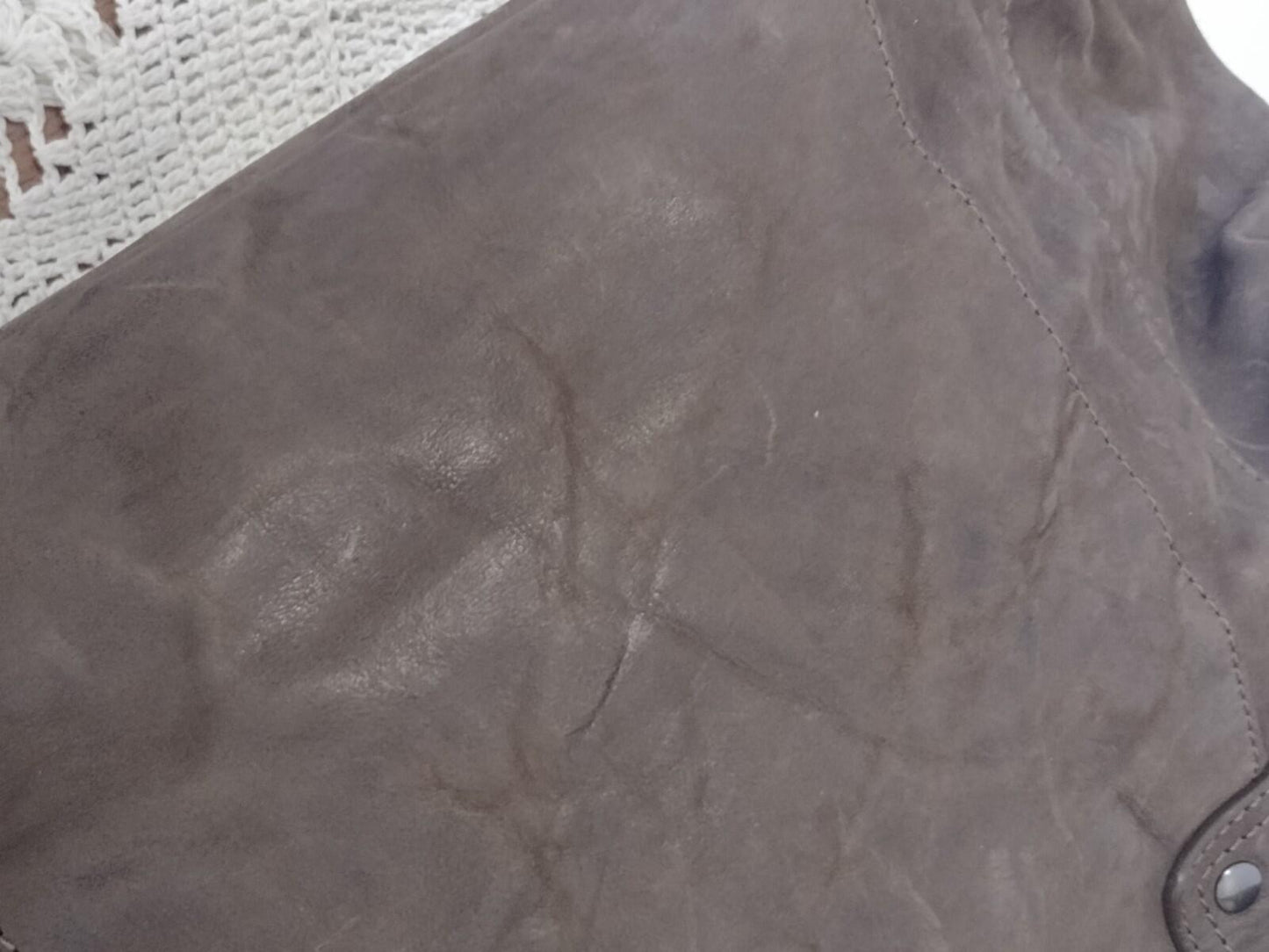 Peter Nappi Luna In Grigio Gray Brown Italian Leather Shoulder Bag