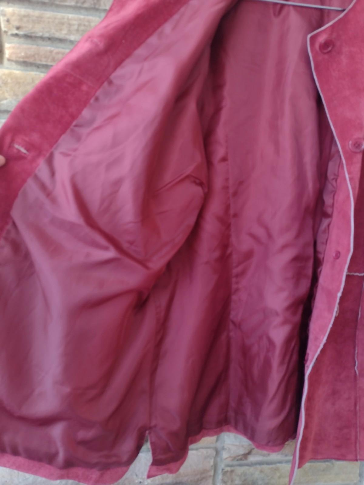 Vintage 90s Dark Red Suede Leather Patchwork Jacket L Boho Raw Edge Excellent