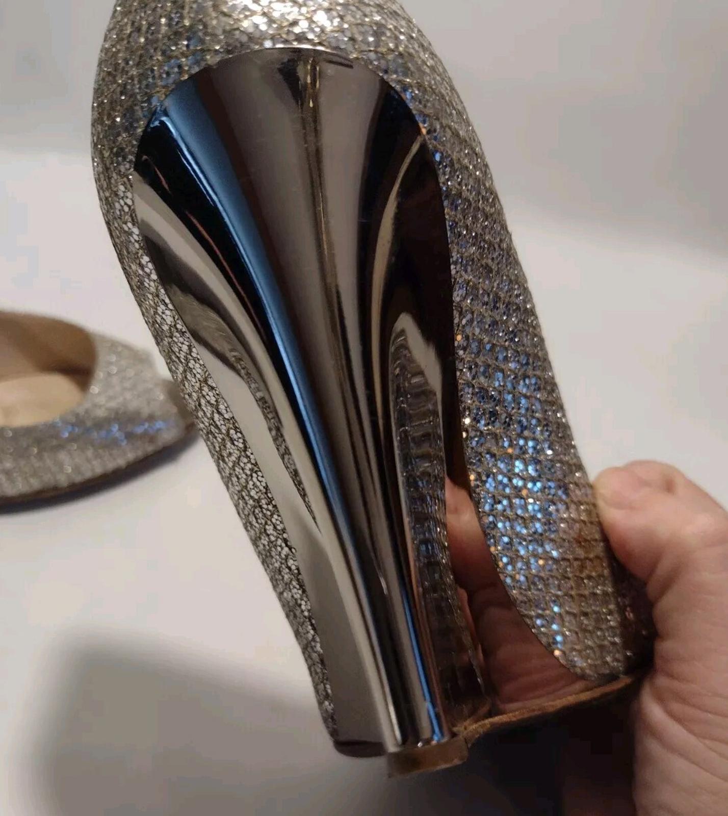 Vintage Jimmy Choo Mirror Sparkle Wedge Heels Sz 36 / 5.5