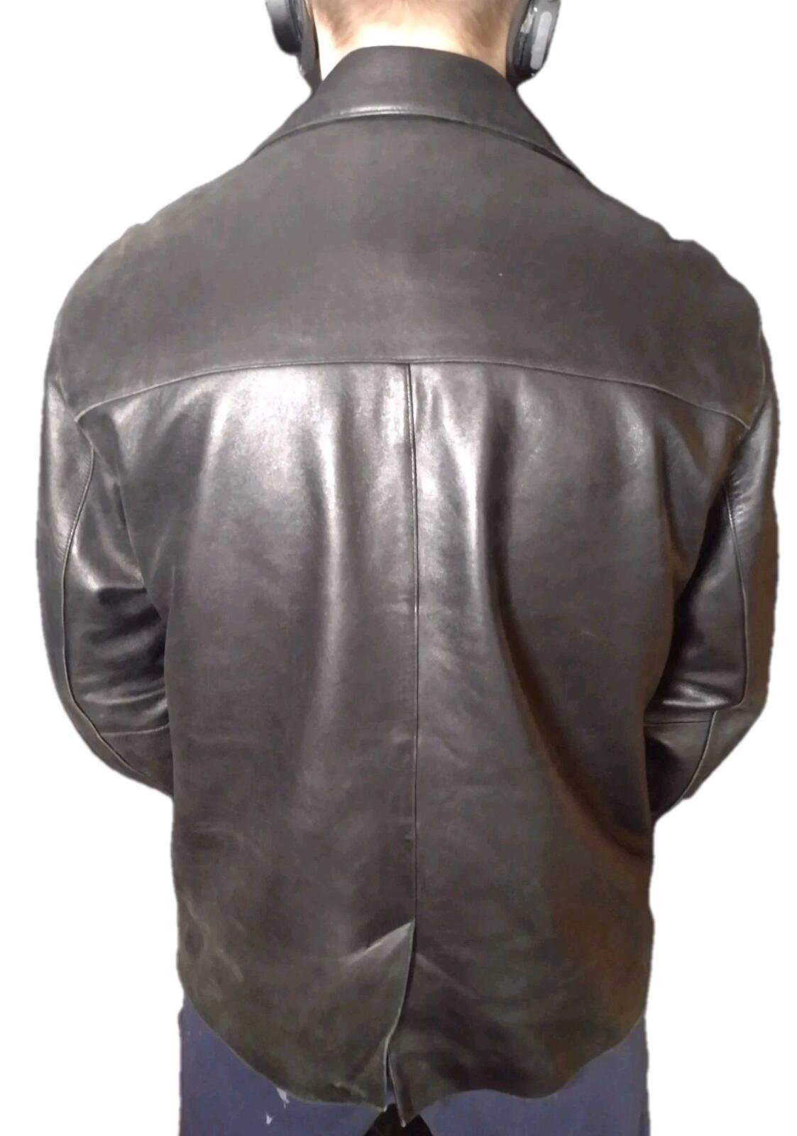 Black Old Stock Vintage Guess Butter Soft Leather Jacket W Removable Liner L