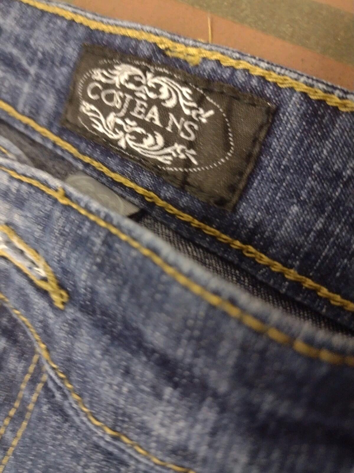 CosJeans Y2K Embroidered Rhinestone Denim Jeans Size 10 Missing Button