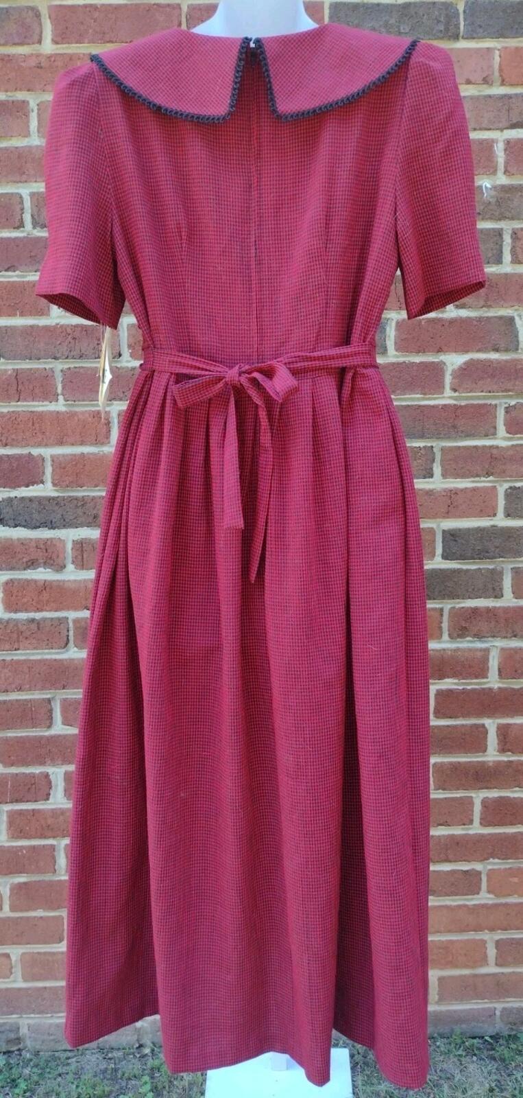 Vintage 70s Gracie Square Geo Print Double Knit Dress XL Tie Neck USA