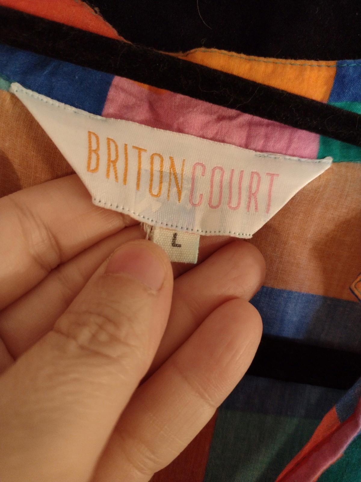 Briton Court Maxi Dress L Geometric Patchwork Boho Tiered Butterfly Sleeve