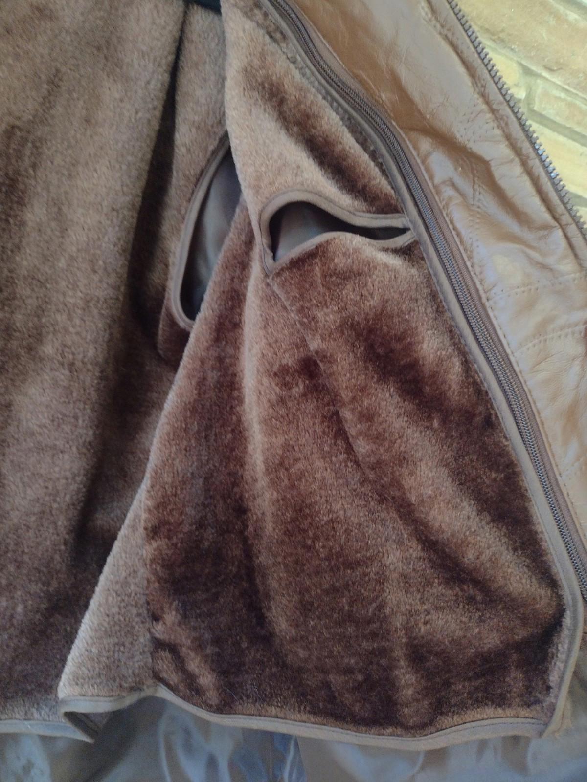 Vintage Genuine Patchwork Leather Jacket Brown W Zip Out Faux Fur Lining Sz XL