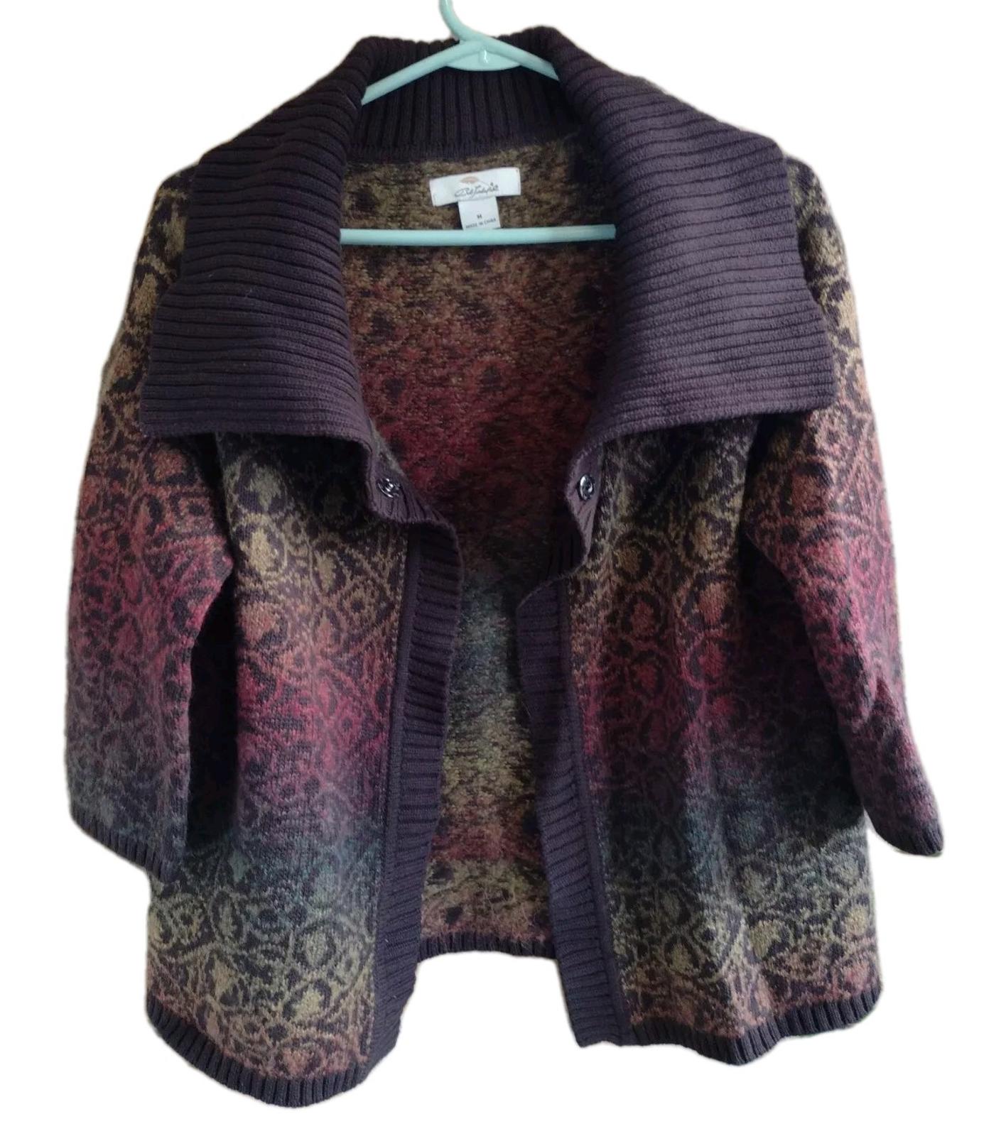 BOB TIMBERLAKE Womens Size Medium Gradient Open Front Knit Cardigan 3/4 Sleeves