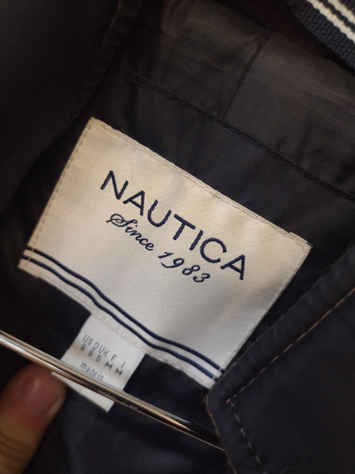 Nautica Women’s Quilted Jacket S Wool Collar Trim Dual Pockets Anchor Buttons