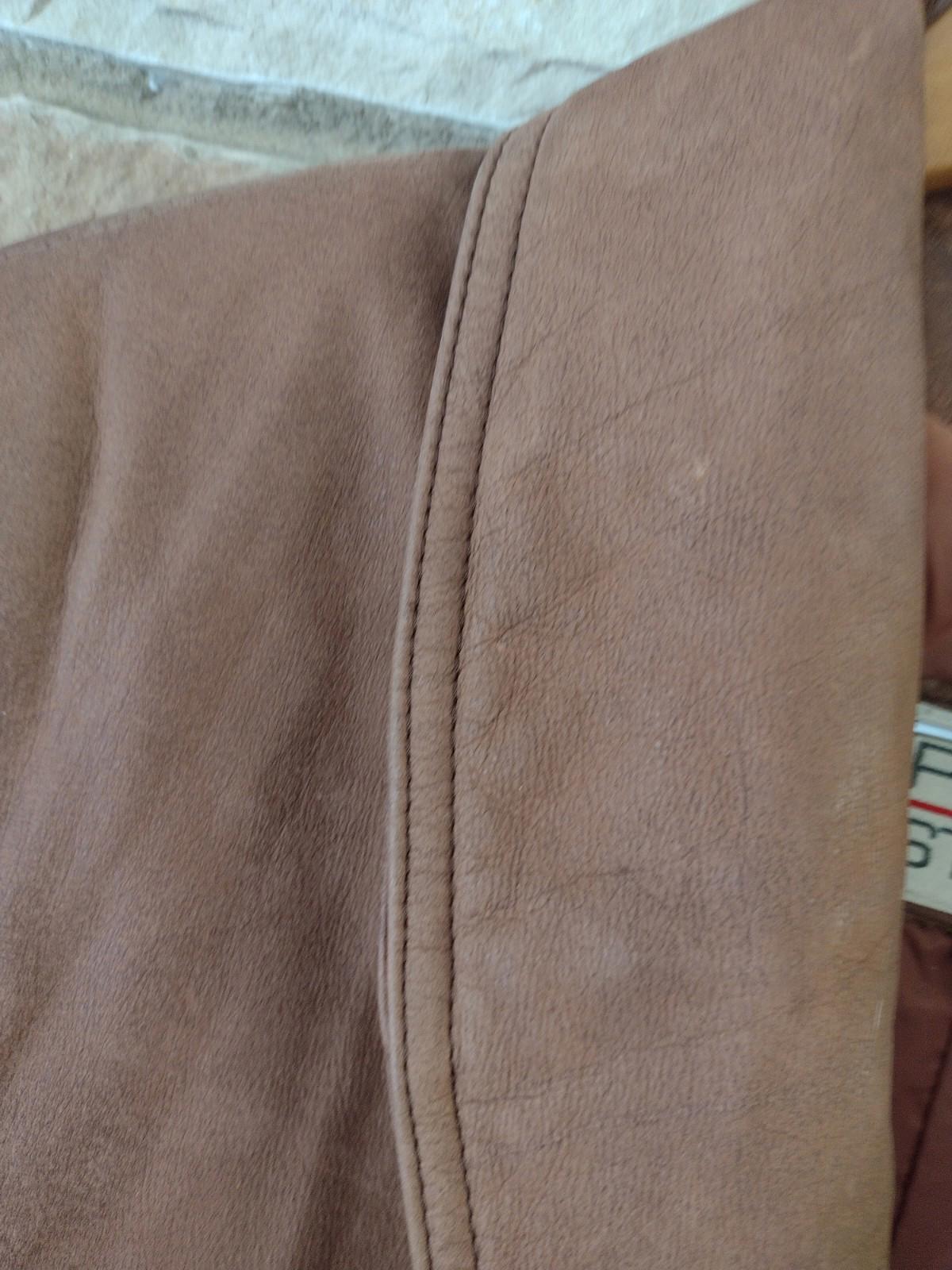 Pelle Studio Brown Nubuck Leather Women's Trench Coat M Western 48” Long