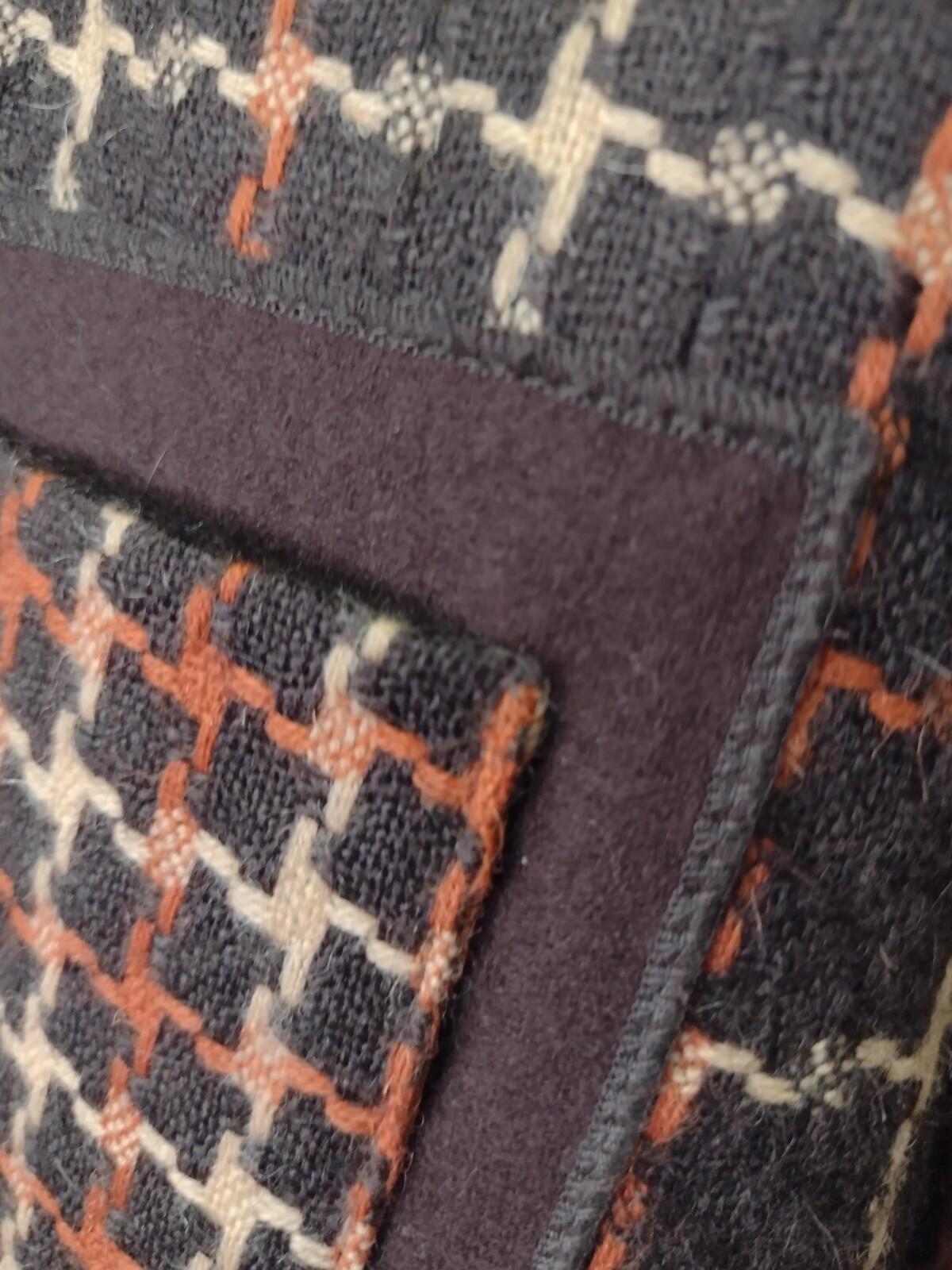 VTG 80s Harve Benard 70s Style Wool Tweed Plaid Jacket Brown Orange Cream Sz 14