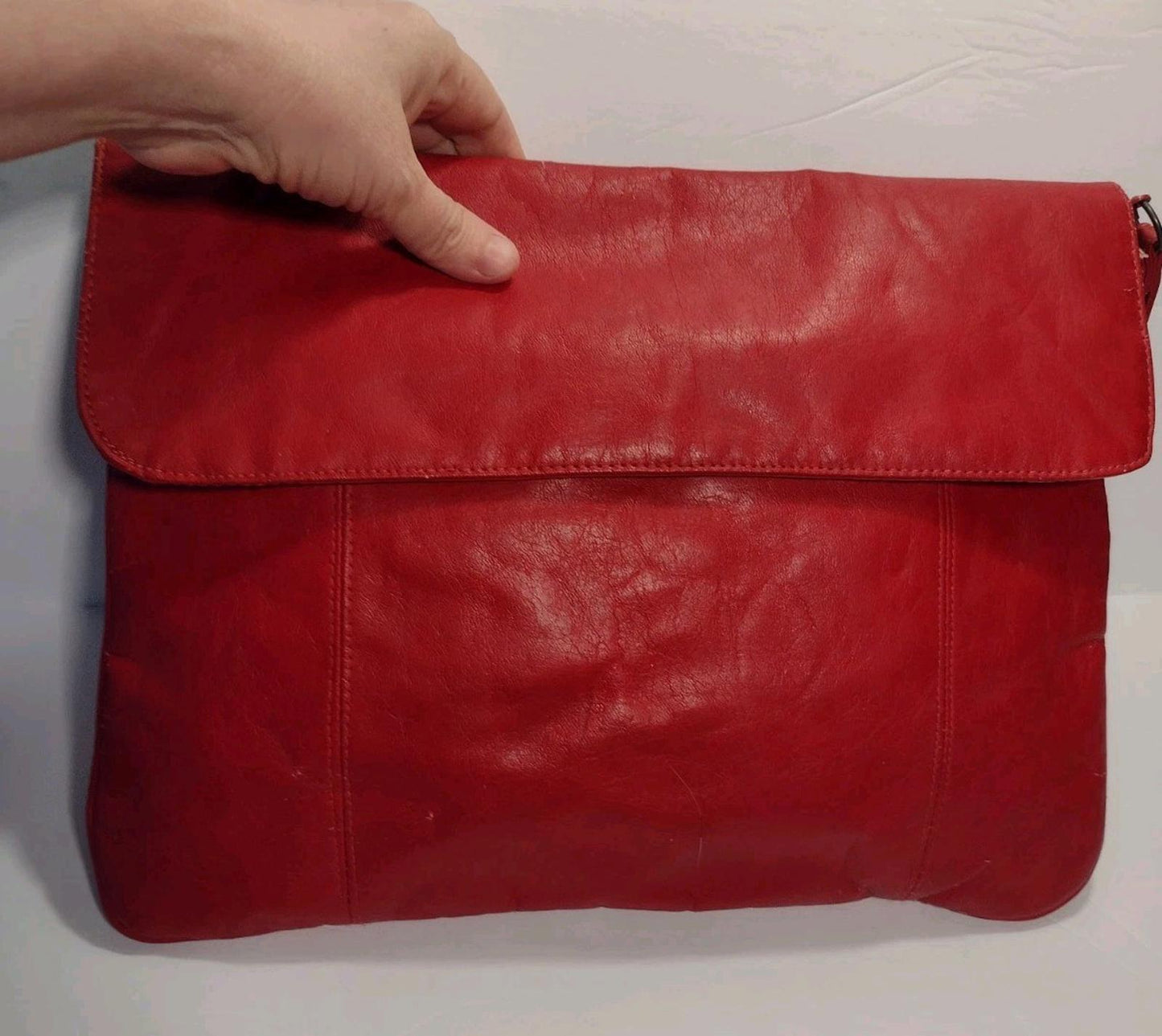 Vintage Sarne Country Crafted Red Faux Leather Envelope Clutch Bag Taiwan 14x10