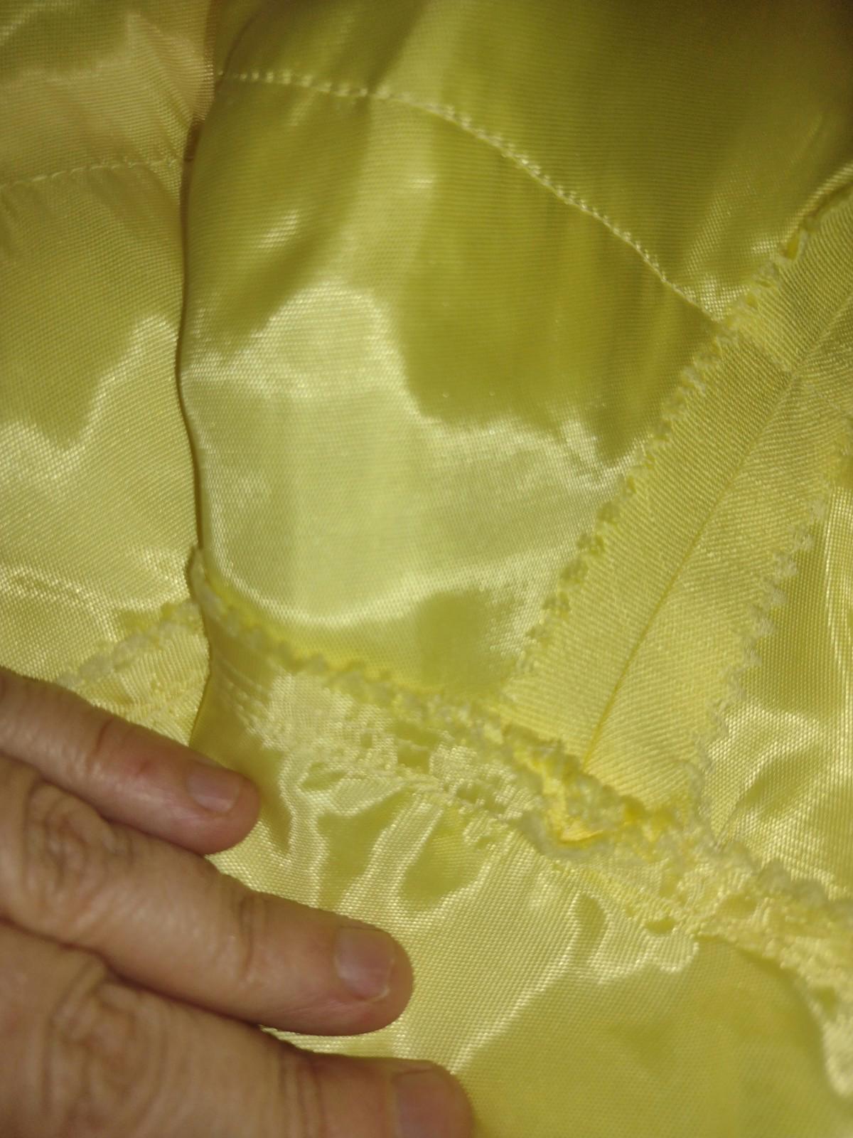 VTG Deadstock 60s ILGWU Yellow Shantung Empire Waist Maxi Dress Lace Trim NOS