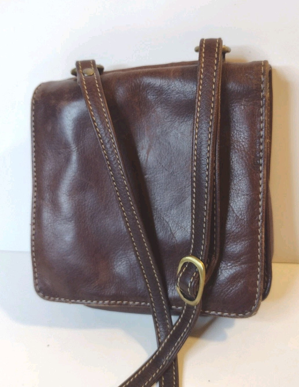 Vintage Chaos Leather Crossbody Organizer Bag Wax Pull Up Rustic Boho Travel