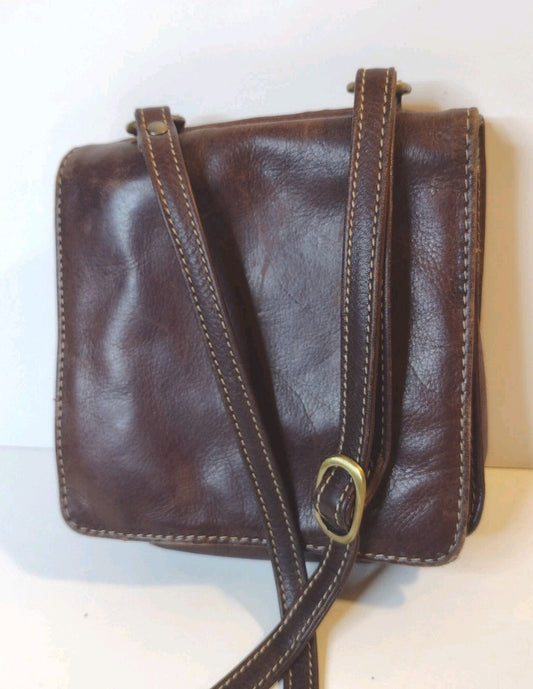 Vintage Chaos Leather Crossbody Organizer Bag Wax Pull Up Rustic Boho Travel