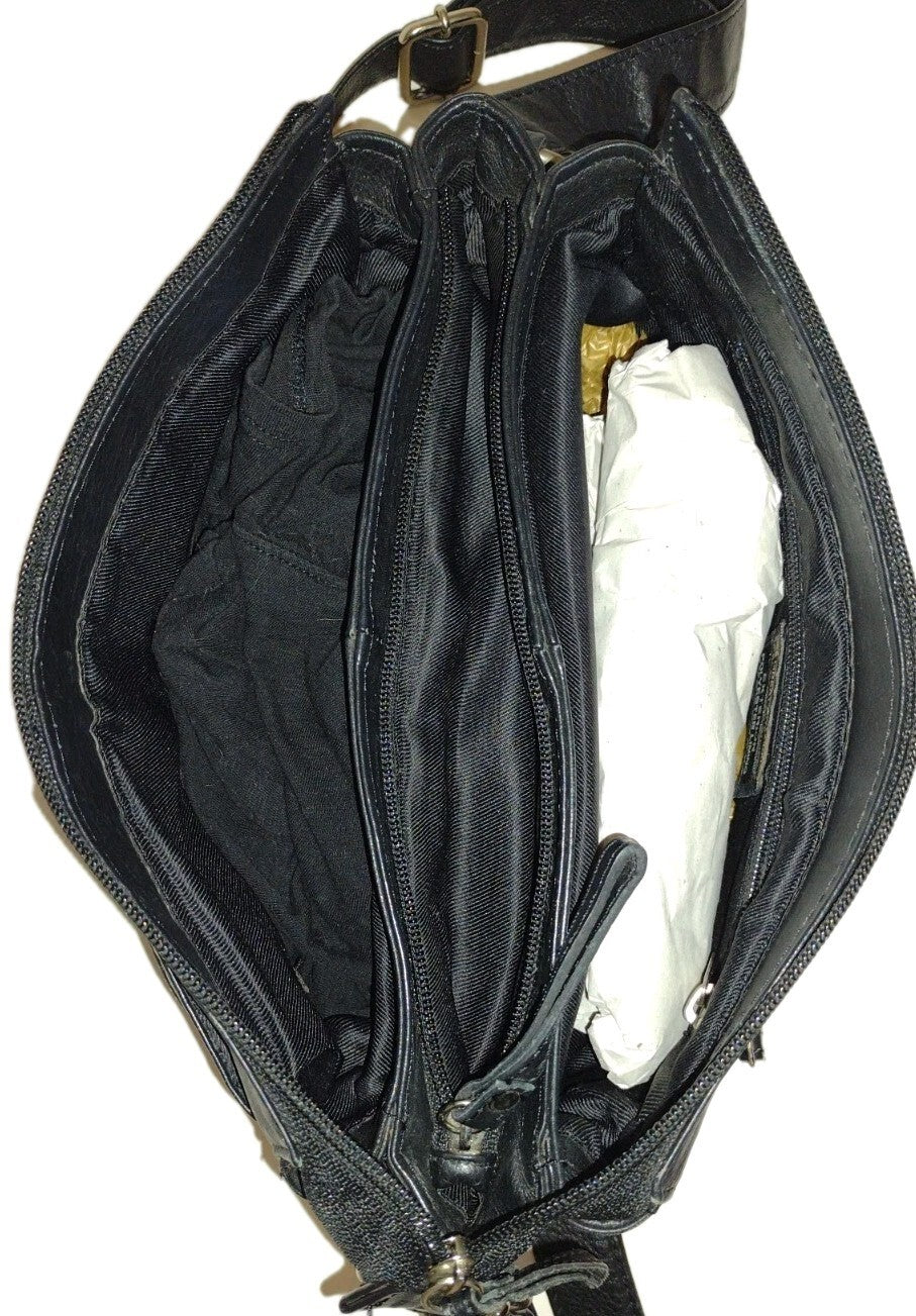 Vintage Great American Leather Works Black Leather Crossbody Organizer Purse Y2K