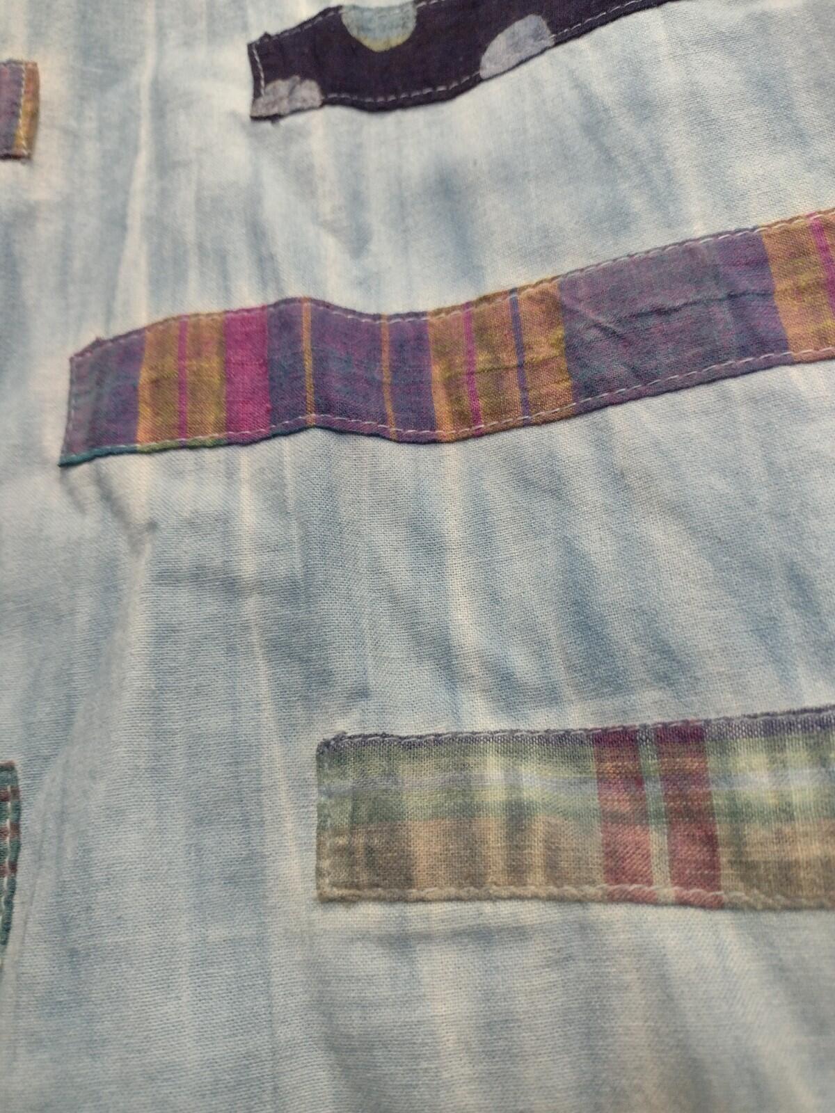 VTG 80s Men’s Patchwork Cotton Jacket East West India Blue Tie Dye Art Wear M