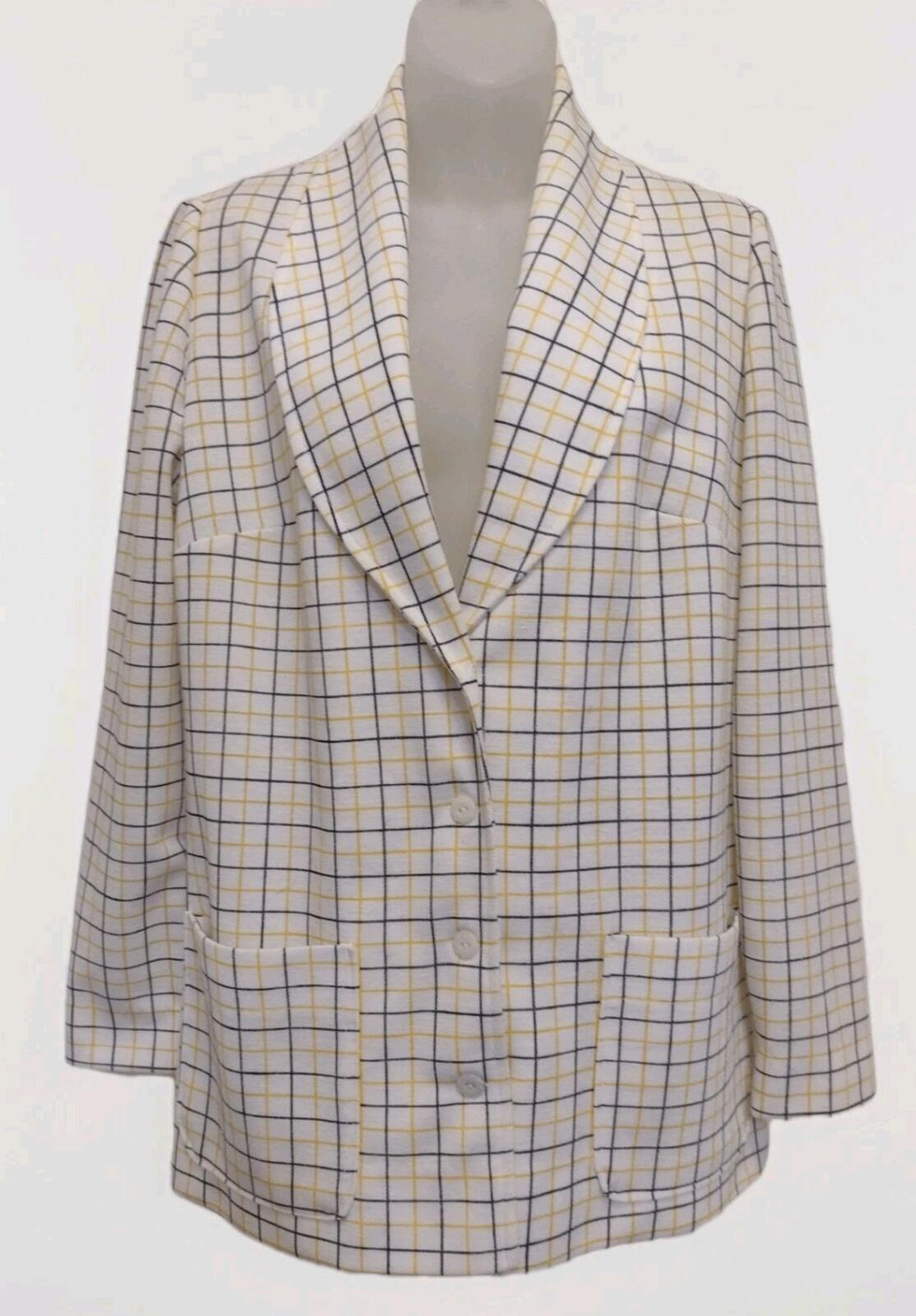 VTG  Disco 70s Women’s Shawl Collar Plaid Blazer Handmade Double Knit Jacket