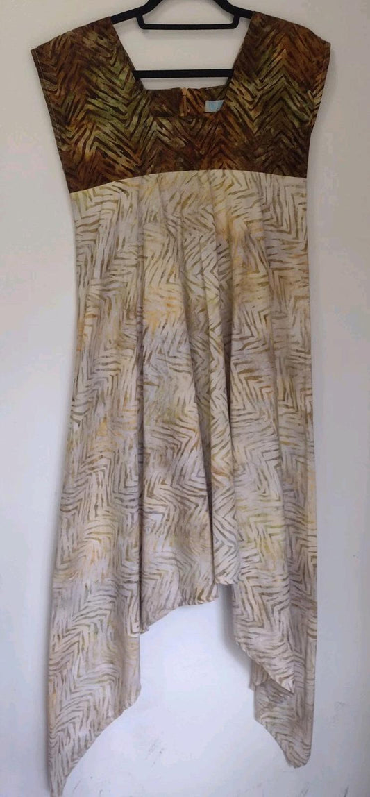 Debra Lynn Batik Dress S Art-to-Wear Zigzag Symbolic Print Boutique Batik Pria