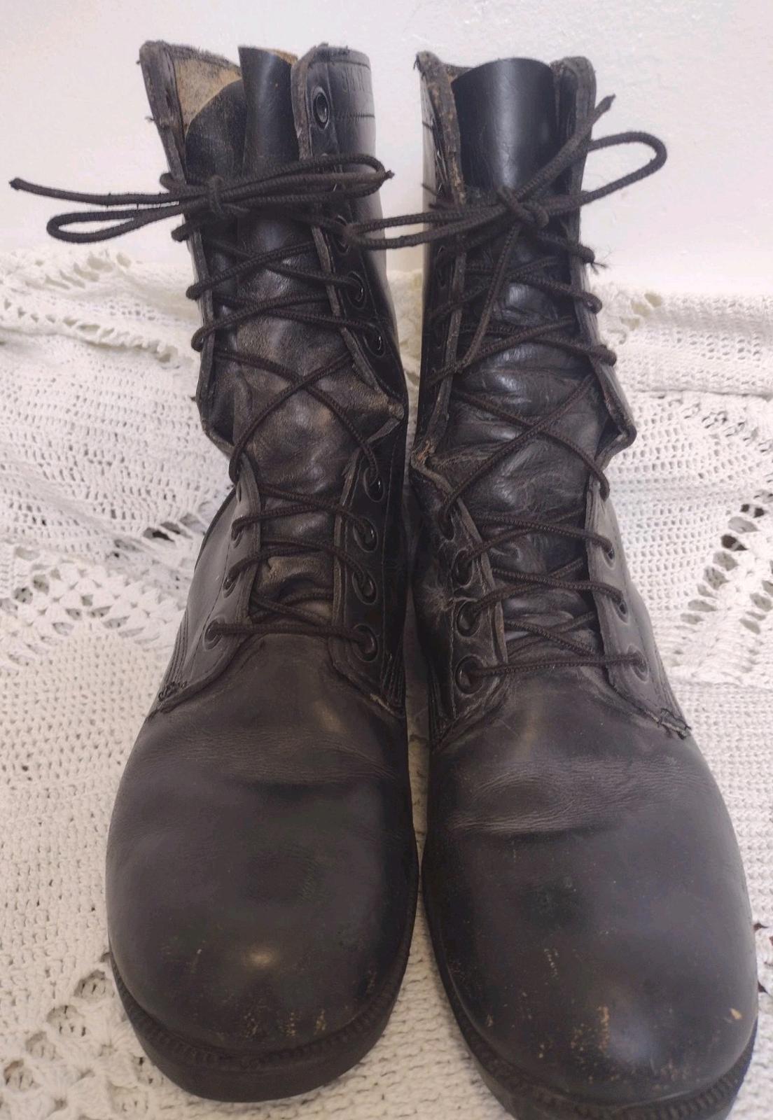 Vintage 1981 Black Leather Combat Boots 8.5R PH Code Original Laces & Soles