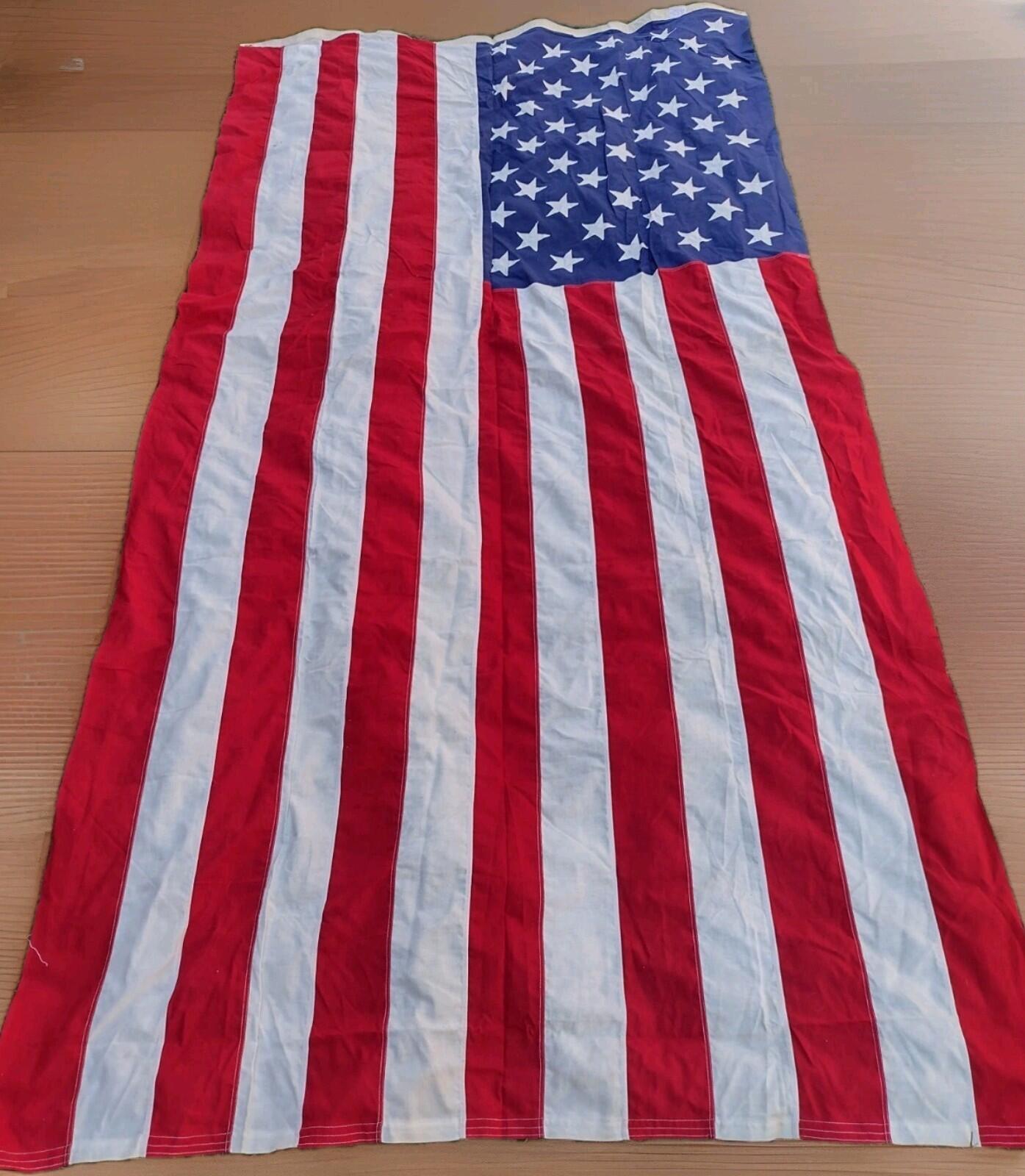 VTG 1960s Valley Forge 5x8 Cotton Flag BEST 2x2 Ply Double Appliqued Stars USA