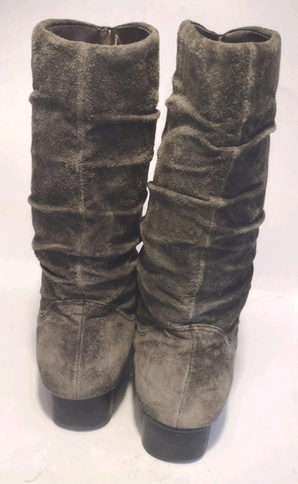 Vintage 90s Fanfares “Estell” Slouch Suede Boots Dark Gray Size 8.5 Soft & Rare