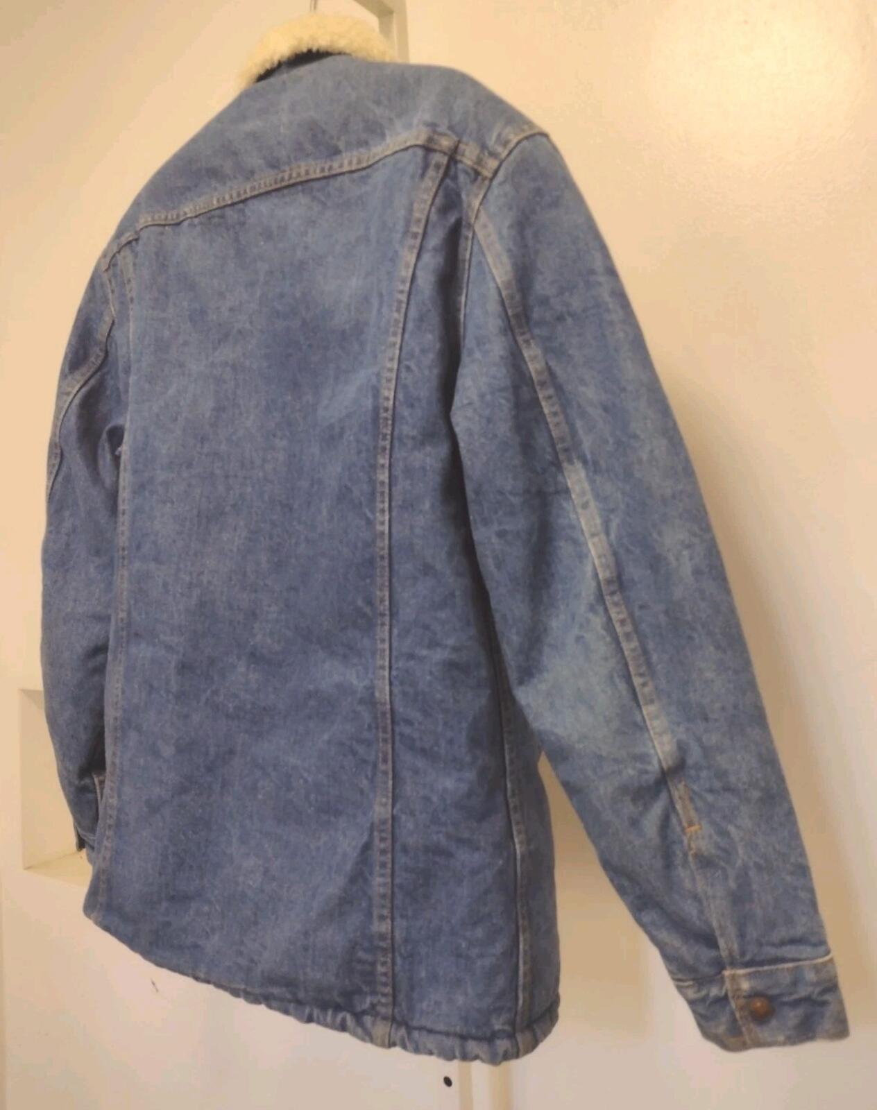 70s Levi’s Trucker Sherpa Lined Jacket Snap Front USA Made Orange Tab Sz 40