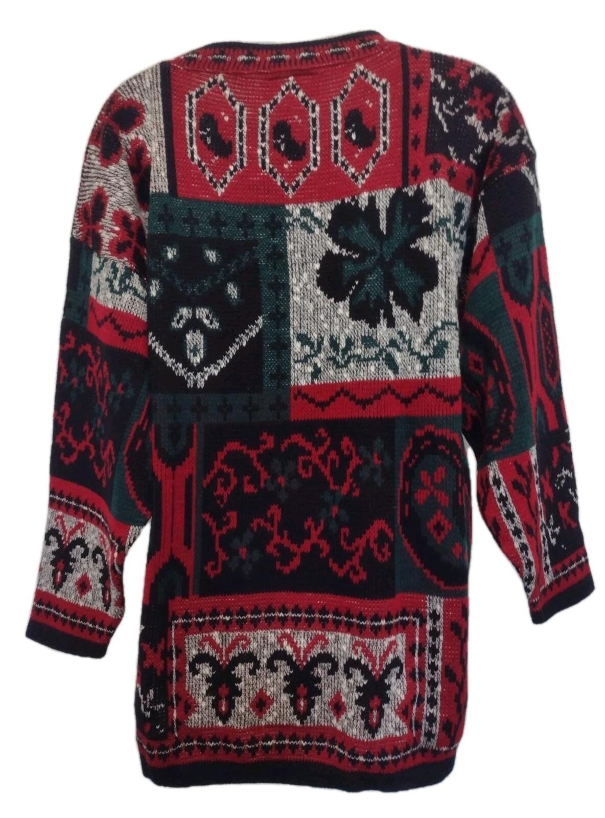 Vintage 80s Frascati USA Folk Clover Pattern Sweater Acrylic Women’s Size 40