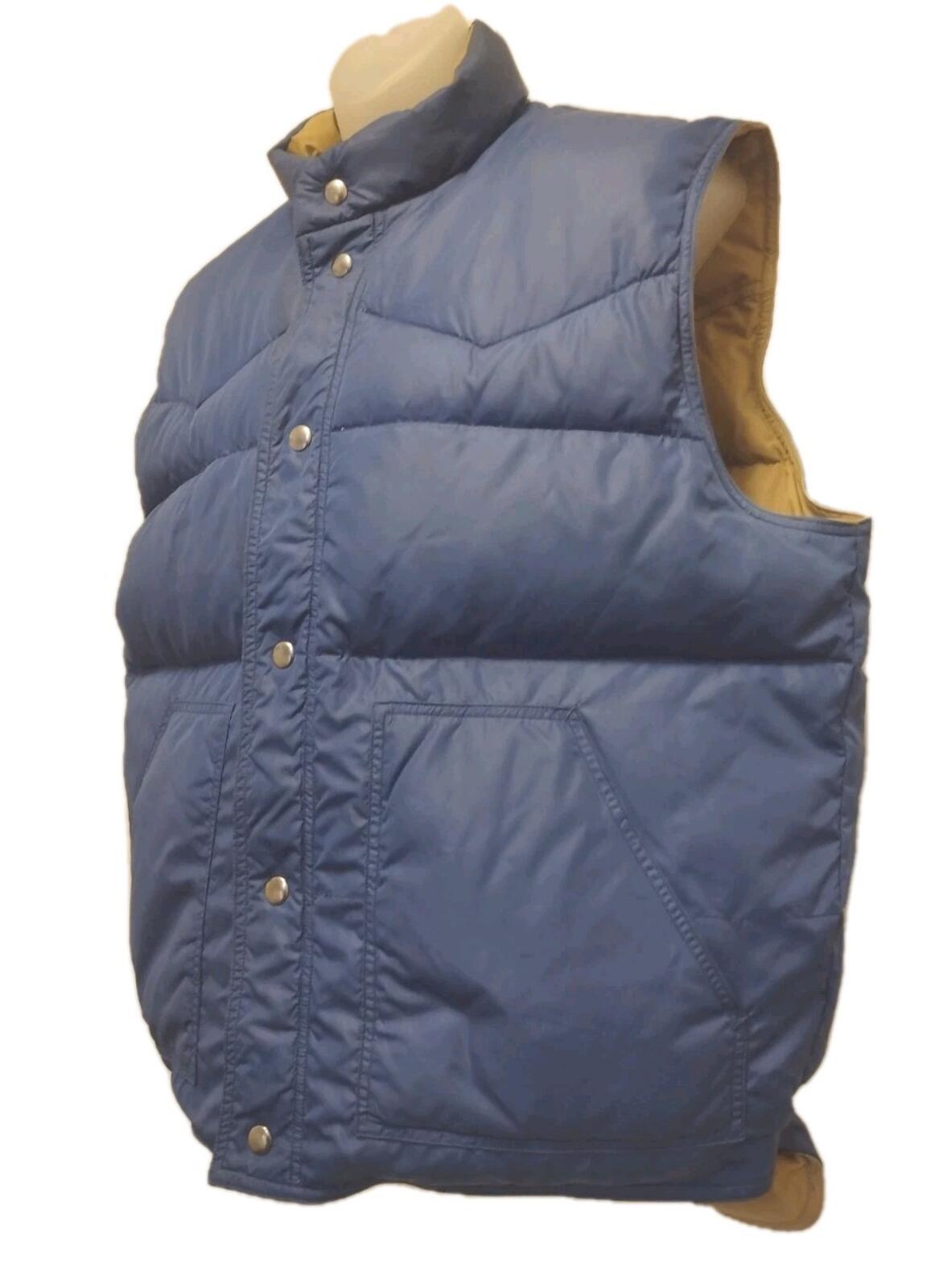 VTG 80s Pacific Trail Reversible Down Vest Tan/Blue L