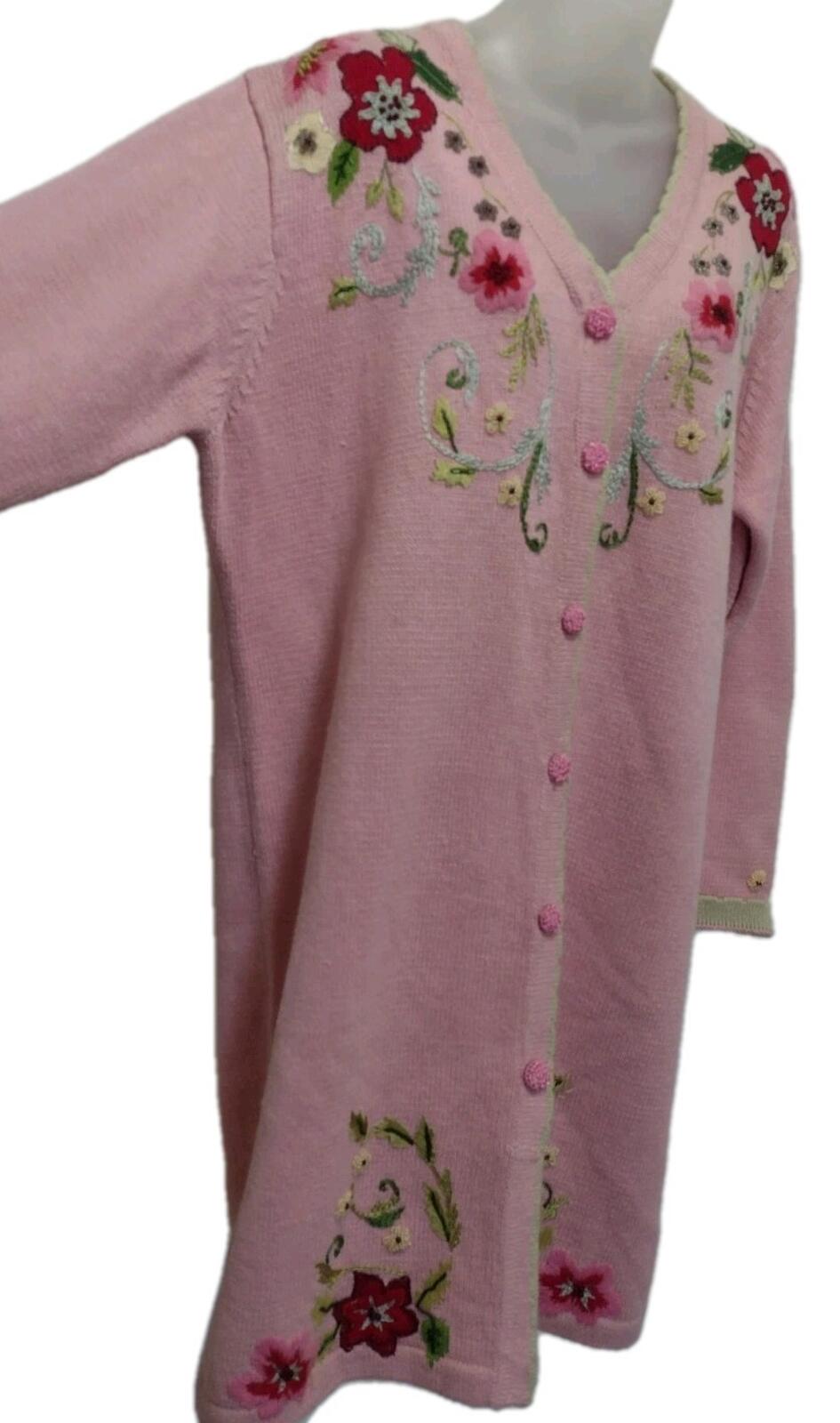 Storybook Knits Wrapped in Romance Floral Duster Cardigan L