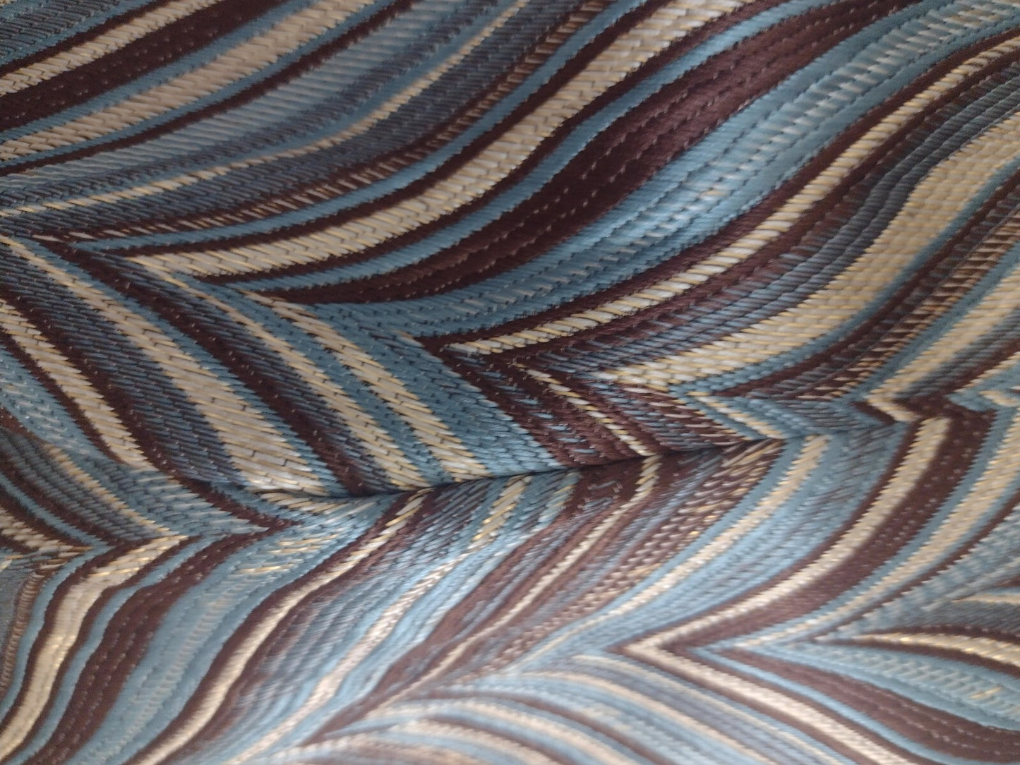 Beulah Style Cropped Ankle Pants Large Blue Brown Chevron Jacquard Career NWT