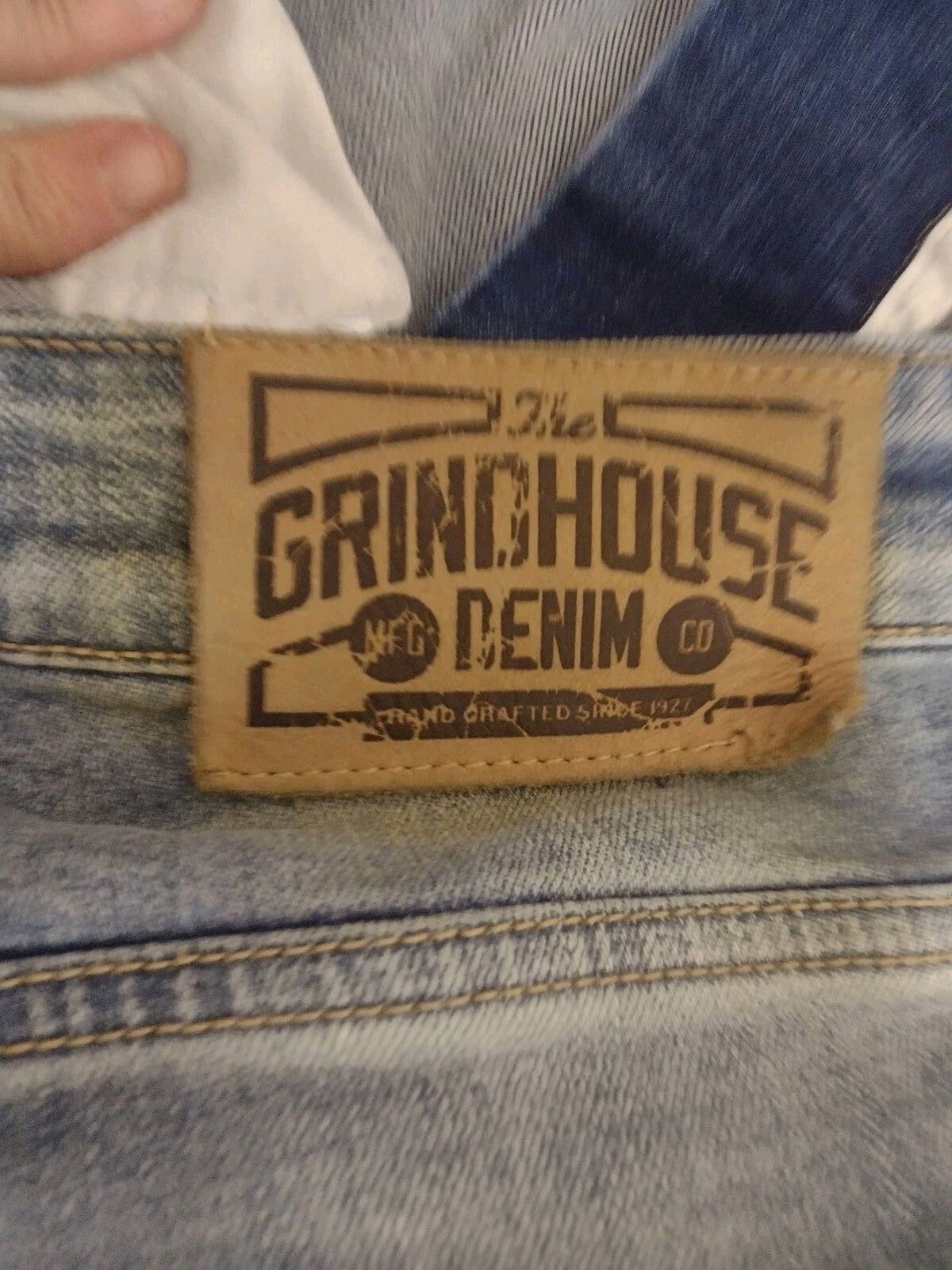 Grindhouse Denim NYC Distressed Jeans 38 Moto Zip Ankle Stretch Streetwear
