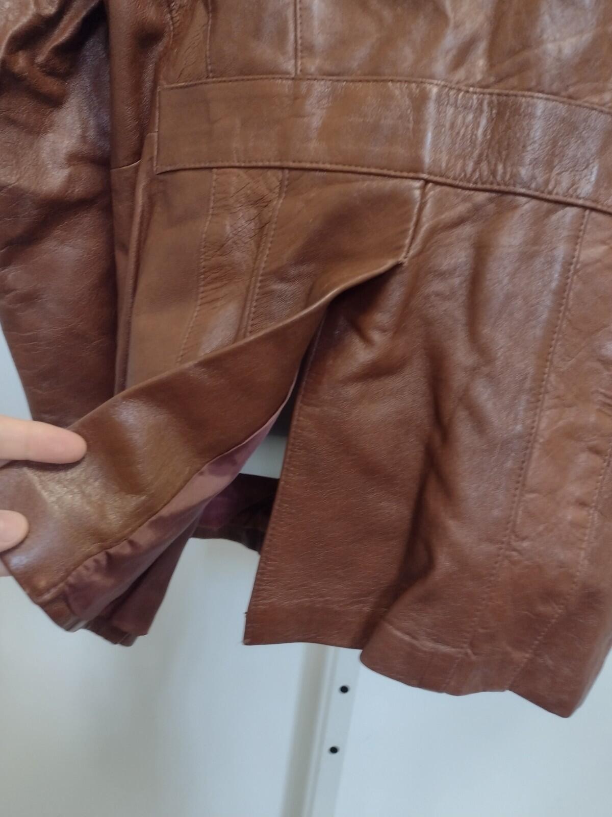 Vintage 70s Bernardo Mexico Leather Jacket 46 Cognac Brown Western Style