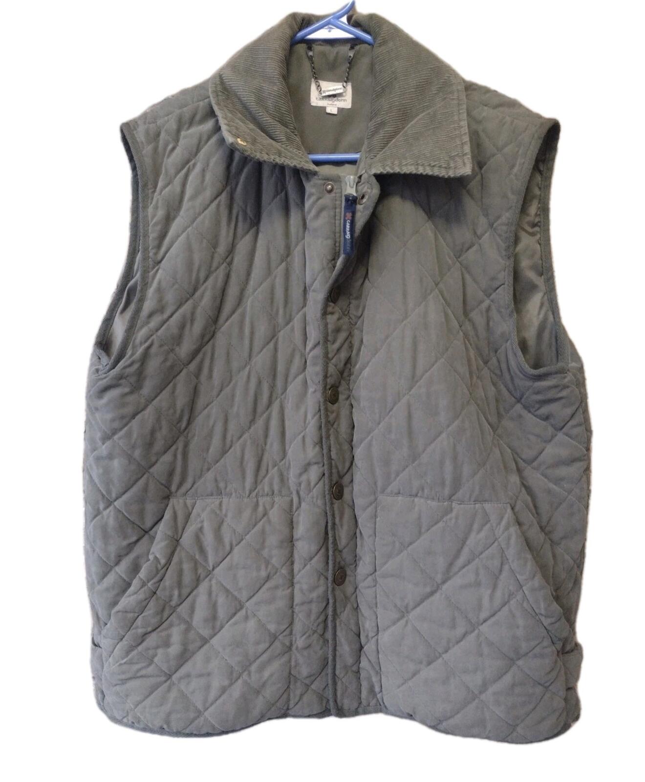 Carraig Donn Quilted Green Vest Teflon Coated Nylon Flannel Lining Mens Sz L