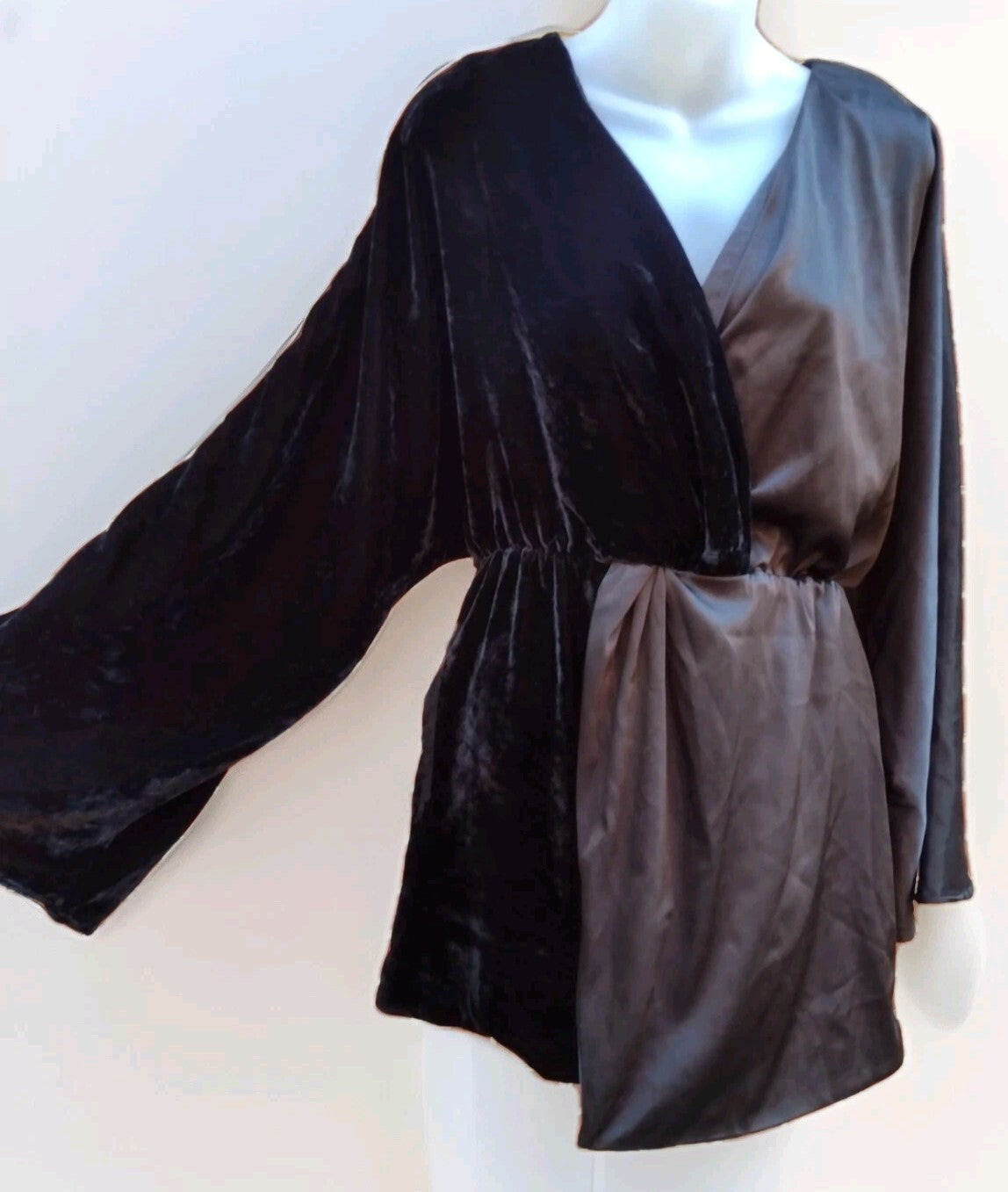 House of Harlow 1960 x REVOLVE Mini Dress Tunic Velvet Satin Goth Party Black S