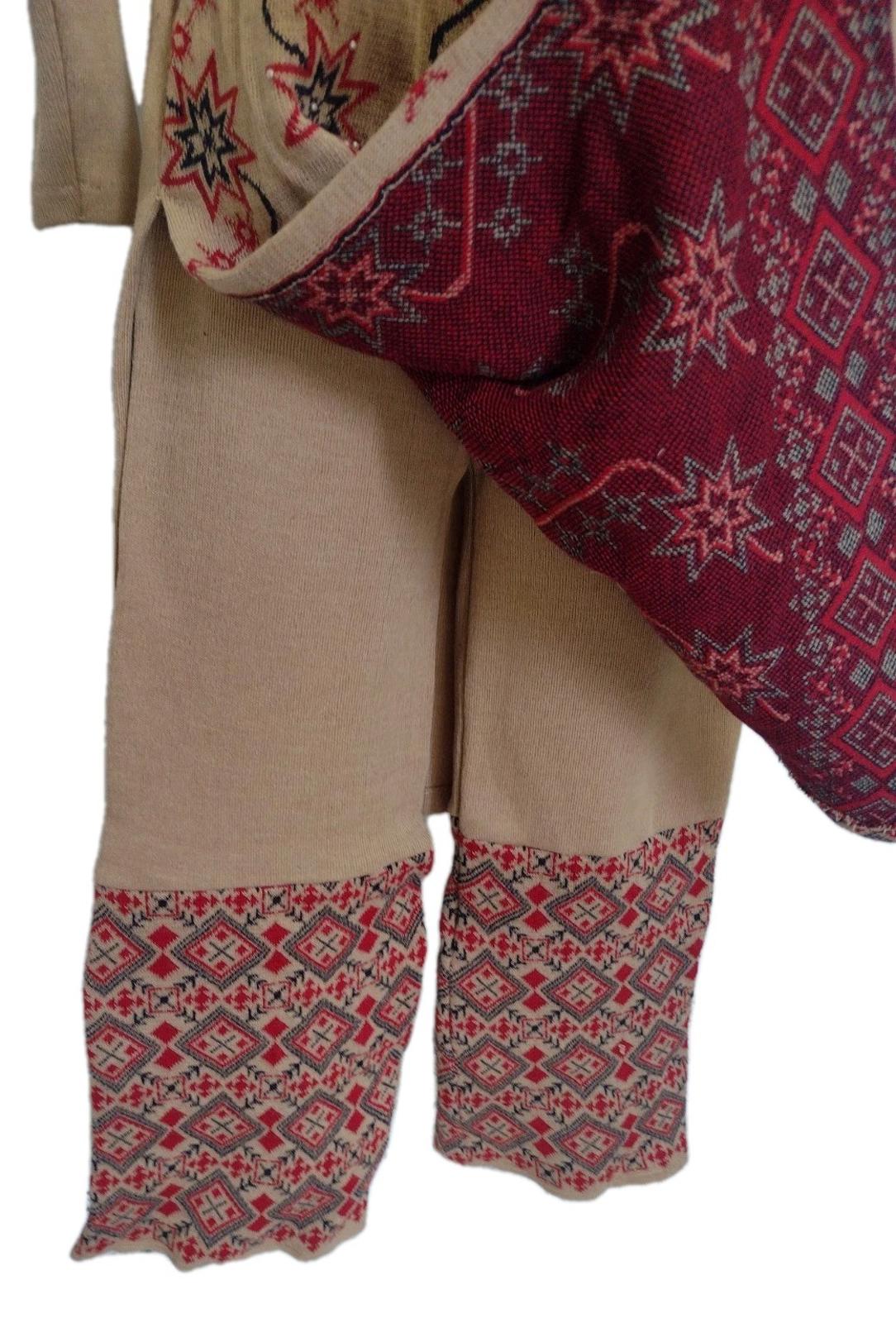 VTG Rare 80s Winter Fashion A to Z Nordic Boho Double Knit Tunic Pants Set M