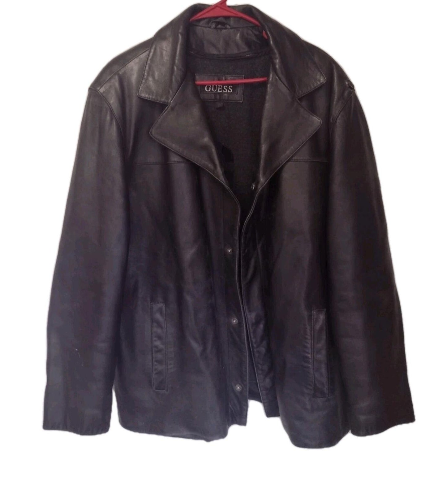 Black Old Stock Vintage Guess Butter Soft Leather Jacket W Removable Liner L