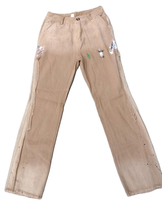 Gallery Dept. Pants Jeans Tan Size S Brown Painted La Flare Art Paint Spatters