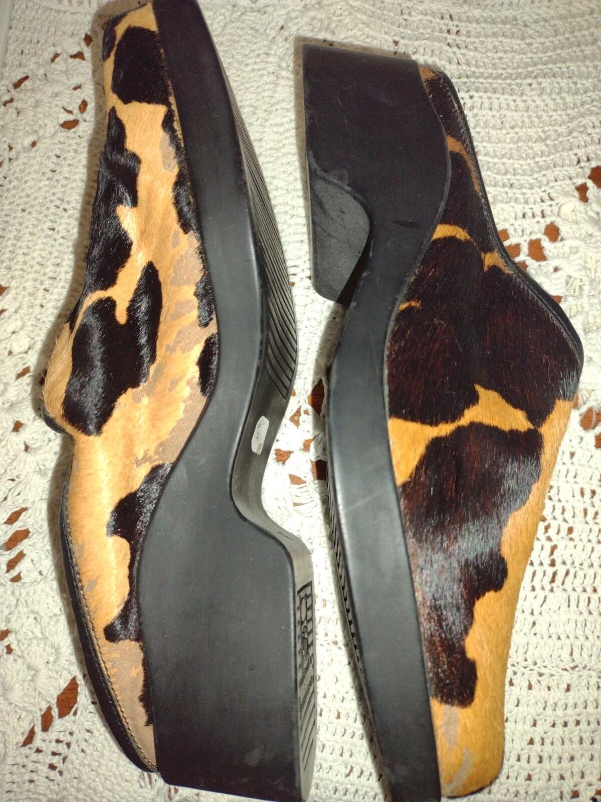 Retired VTG OS By Artifacts Pony Hair Brown Black Clogs Rubber Sole Sz 7