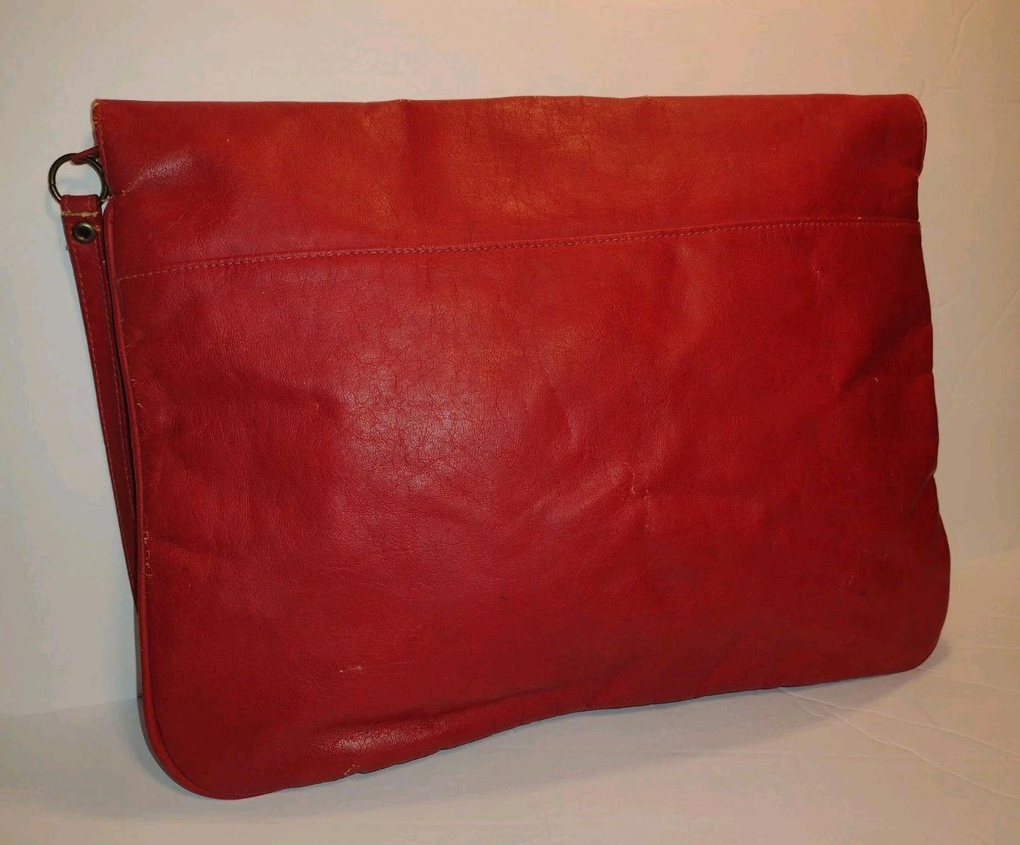 Vintage Sarne Country Crafted Red Faux Leather Envelope Clutch Bag Taiwan 14x10